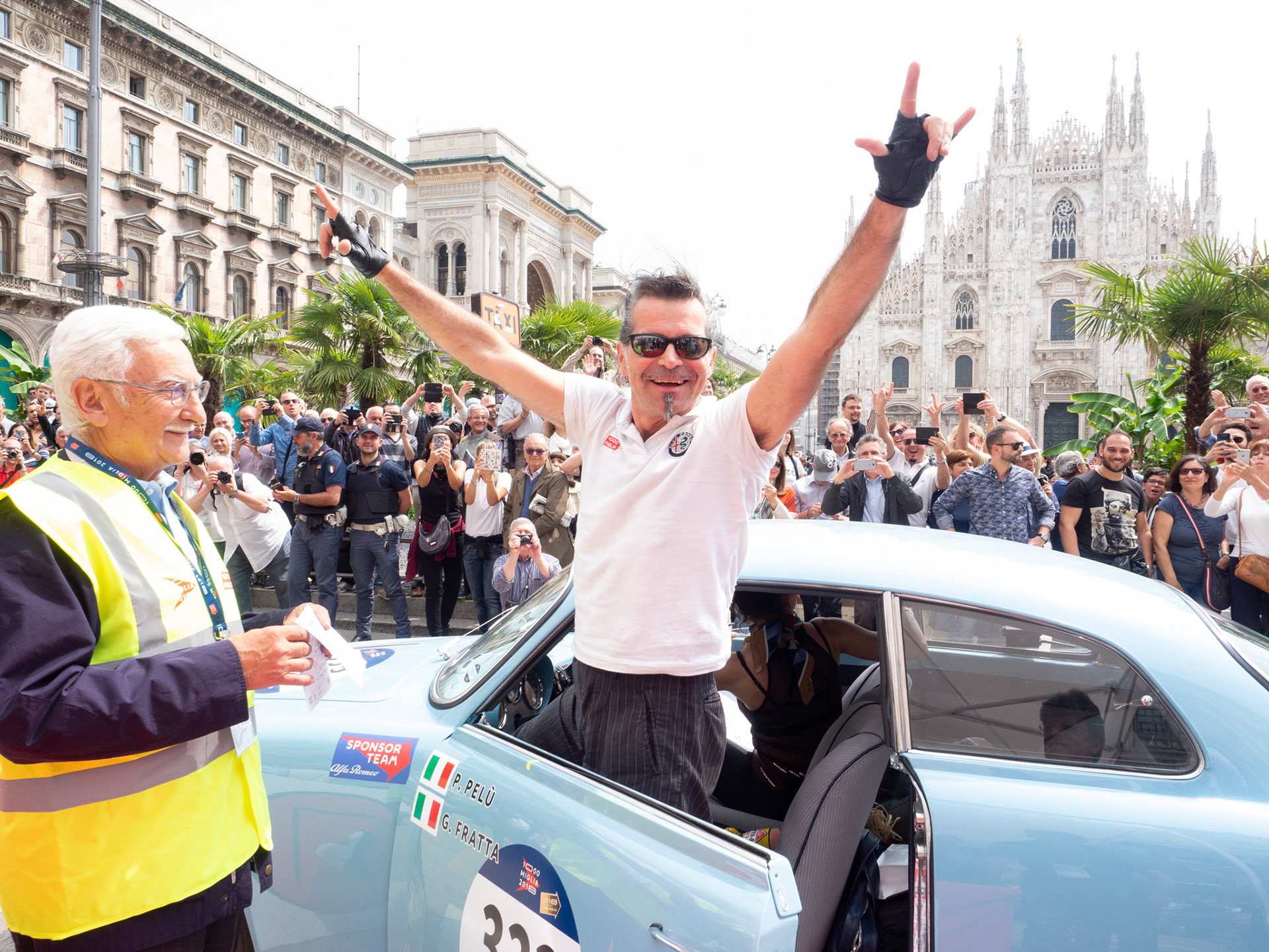 Piero Pelu attends 1000 Miles Historic Road Race on May 19, 2018 in Milan, Italy