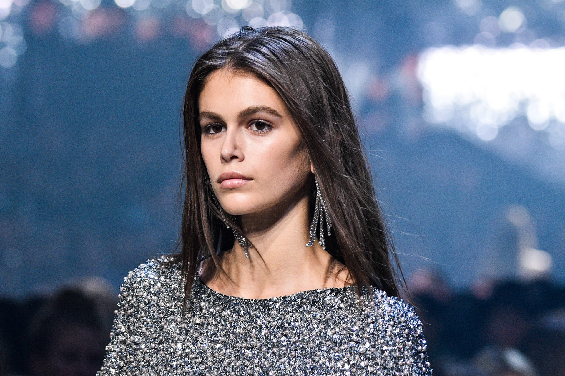 Kaia Gerber walks the runway during the Isabel Marant show as part of the Paris Fashion Week Womenswear Spring/Summer 2019 on September 27, 2018 in Paris, France