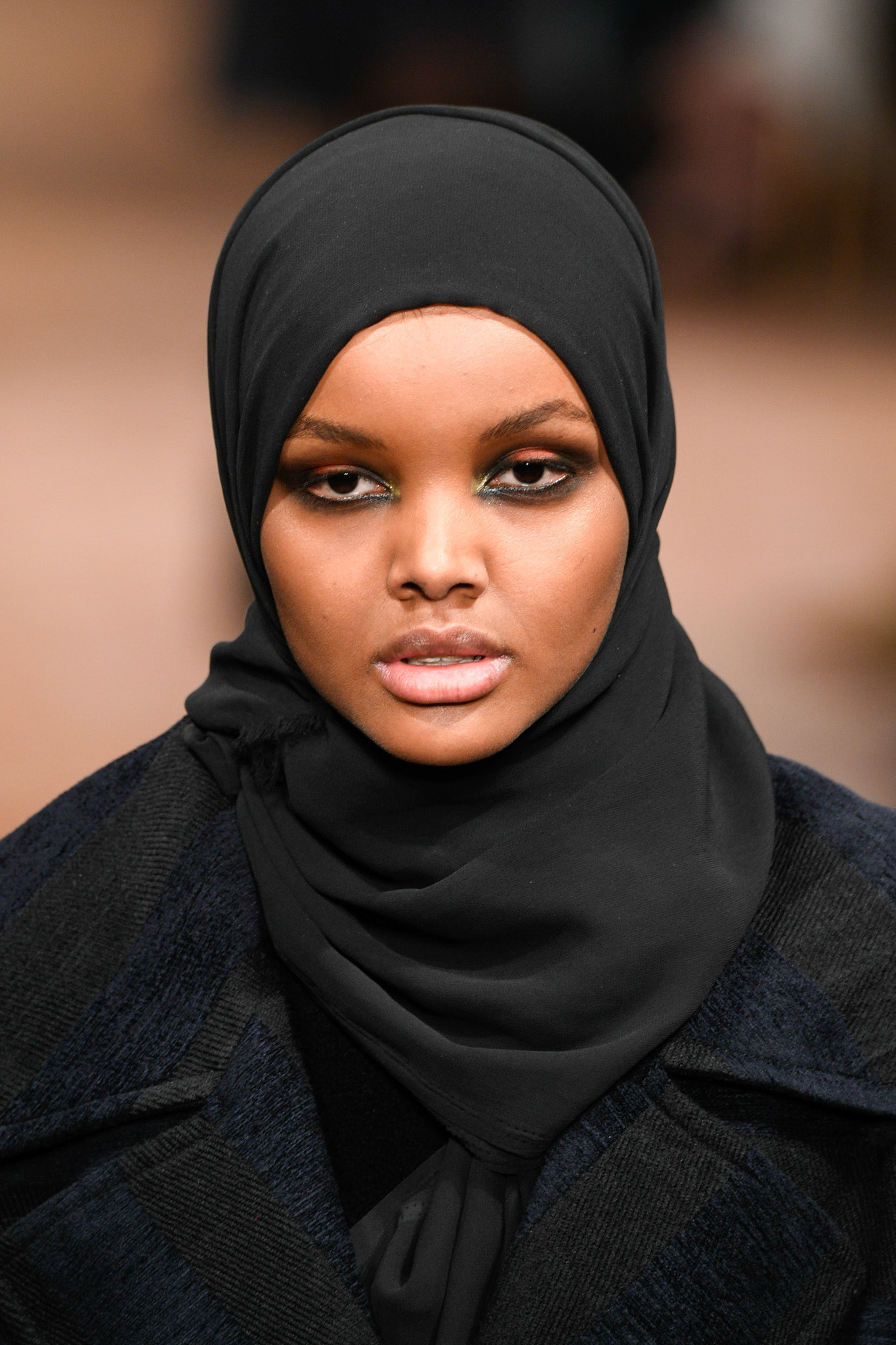 Model Halima Aden walks the runway at the Alberta Ferretti show during Milan Fashion Week Fall/Winter 2017/18 on February 22, 2017 in Milan, Italy.