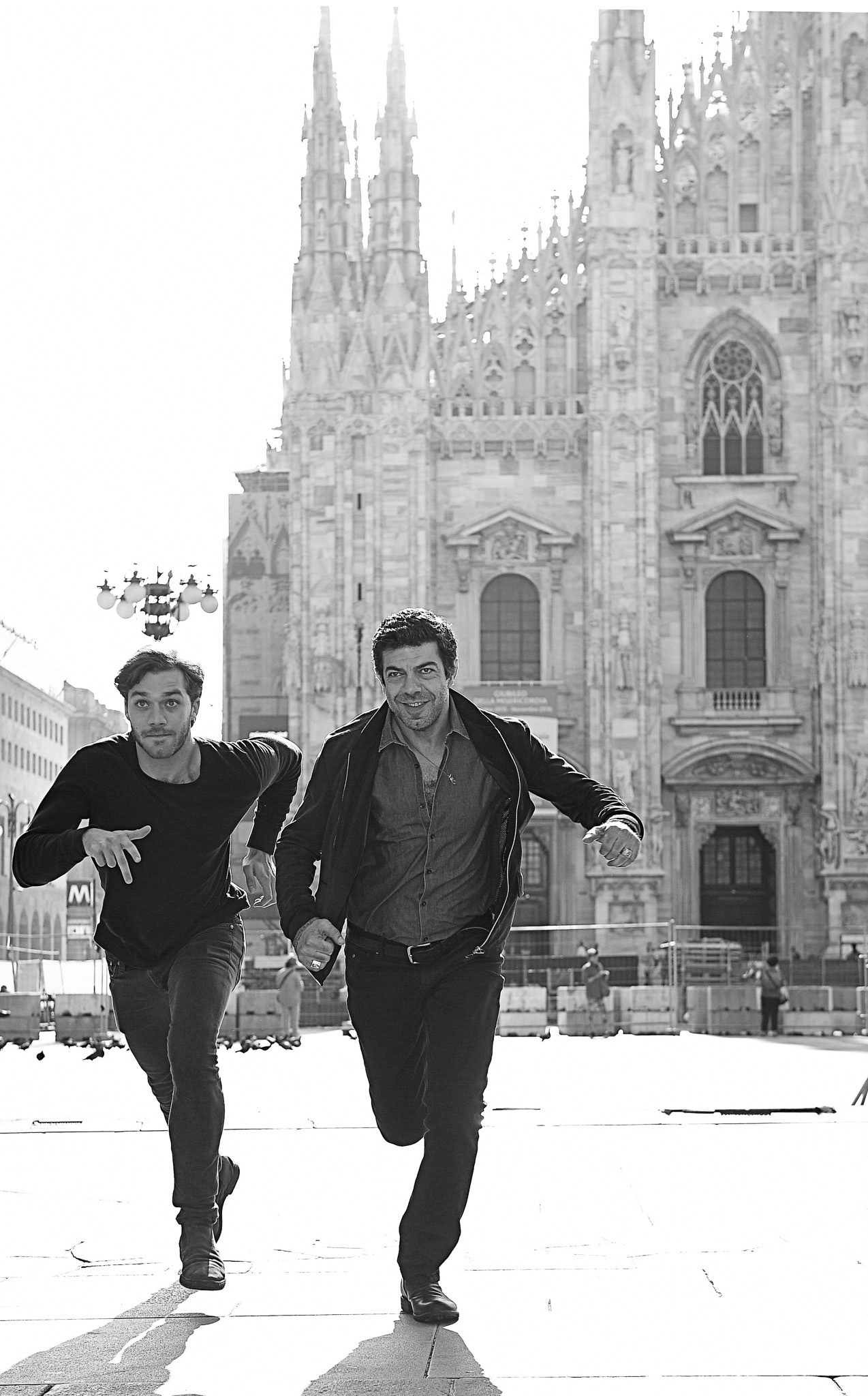 The actors Pierfrancesco Favino and Lorenzo Richelmy in Milan today to launch the second season of Marco Polo, the Netflix original series that will debut exclusively on Netflix July 1, on June 13, 2016 in Milan, Italy