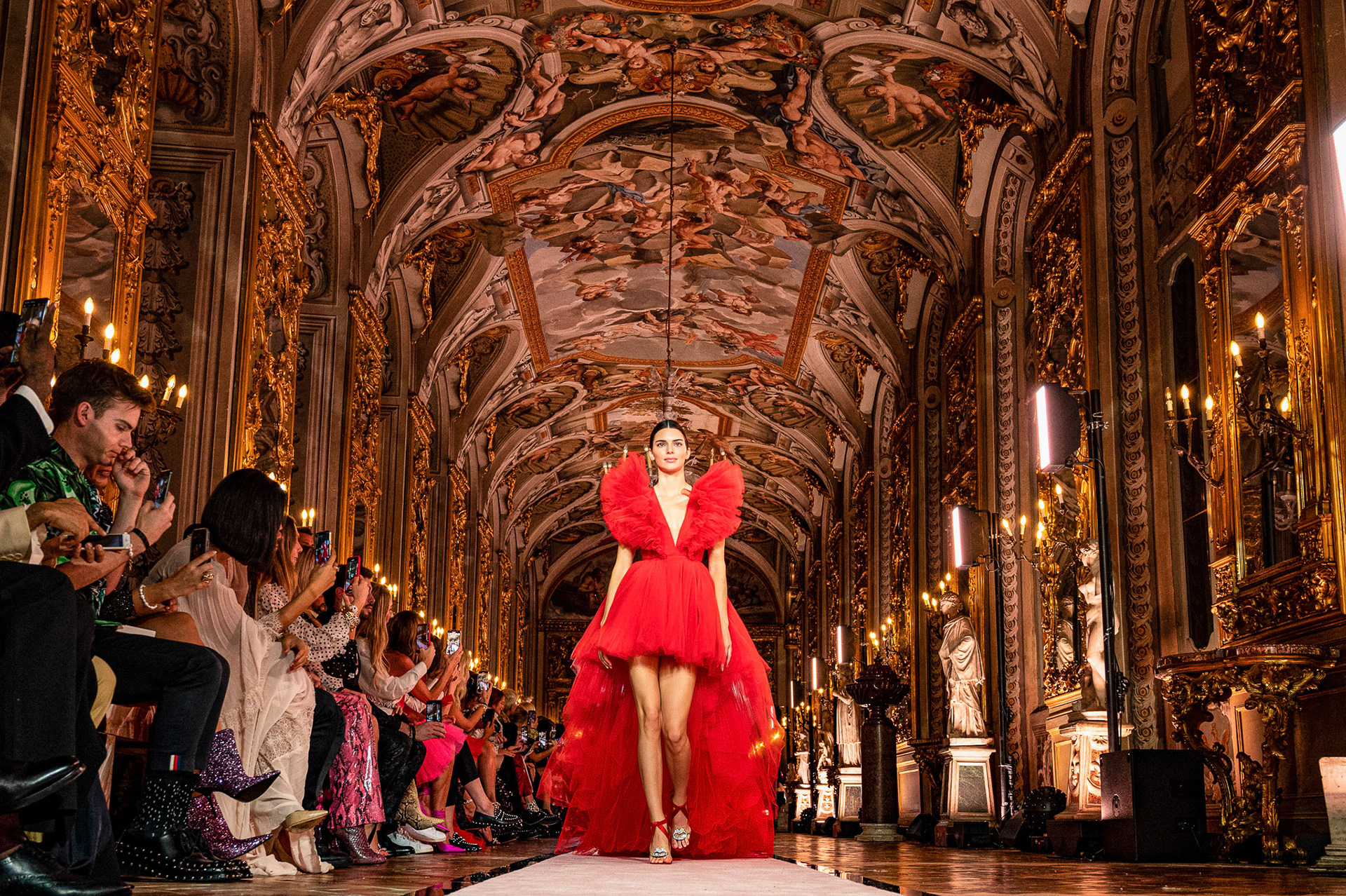 The model Kendal Jenner walks the runway during the Giambattista Valli Loves H&amp;M show