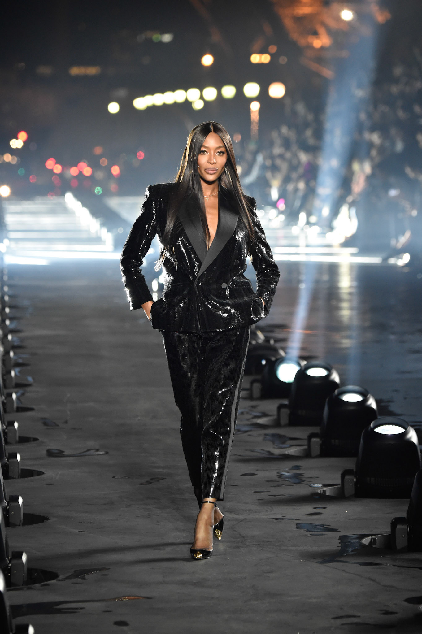 Naomi Campbell walks the runway during the Saint Laurent Womenswear Spring/Summer 2020 show as part of Paris Fashion Week