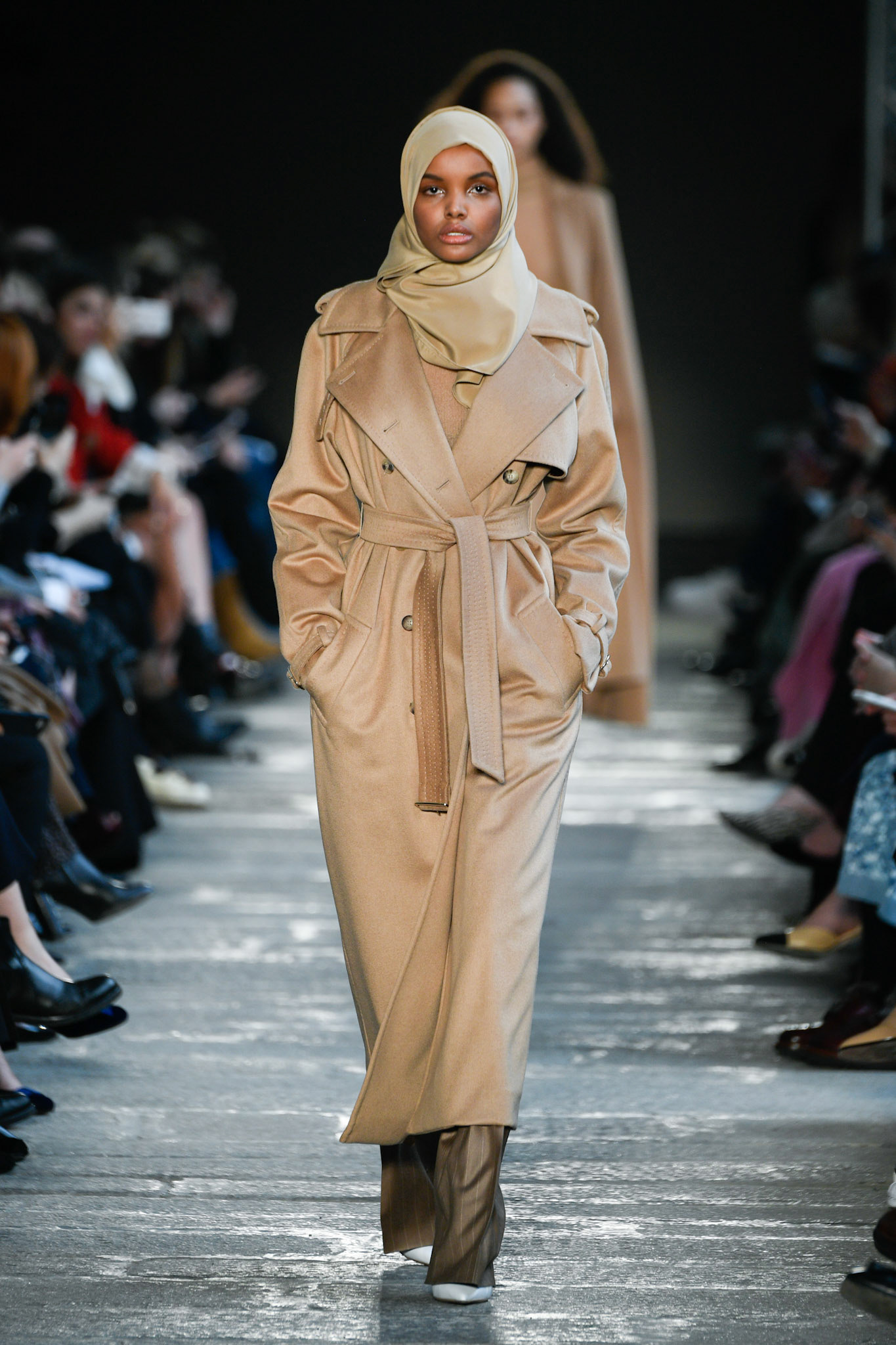 Halima Aden walks the runway at the Max Mara show during Milan Fashion Week Fall/Winter 2017/18