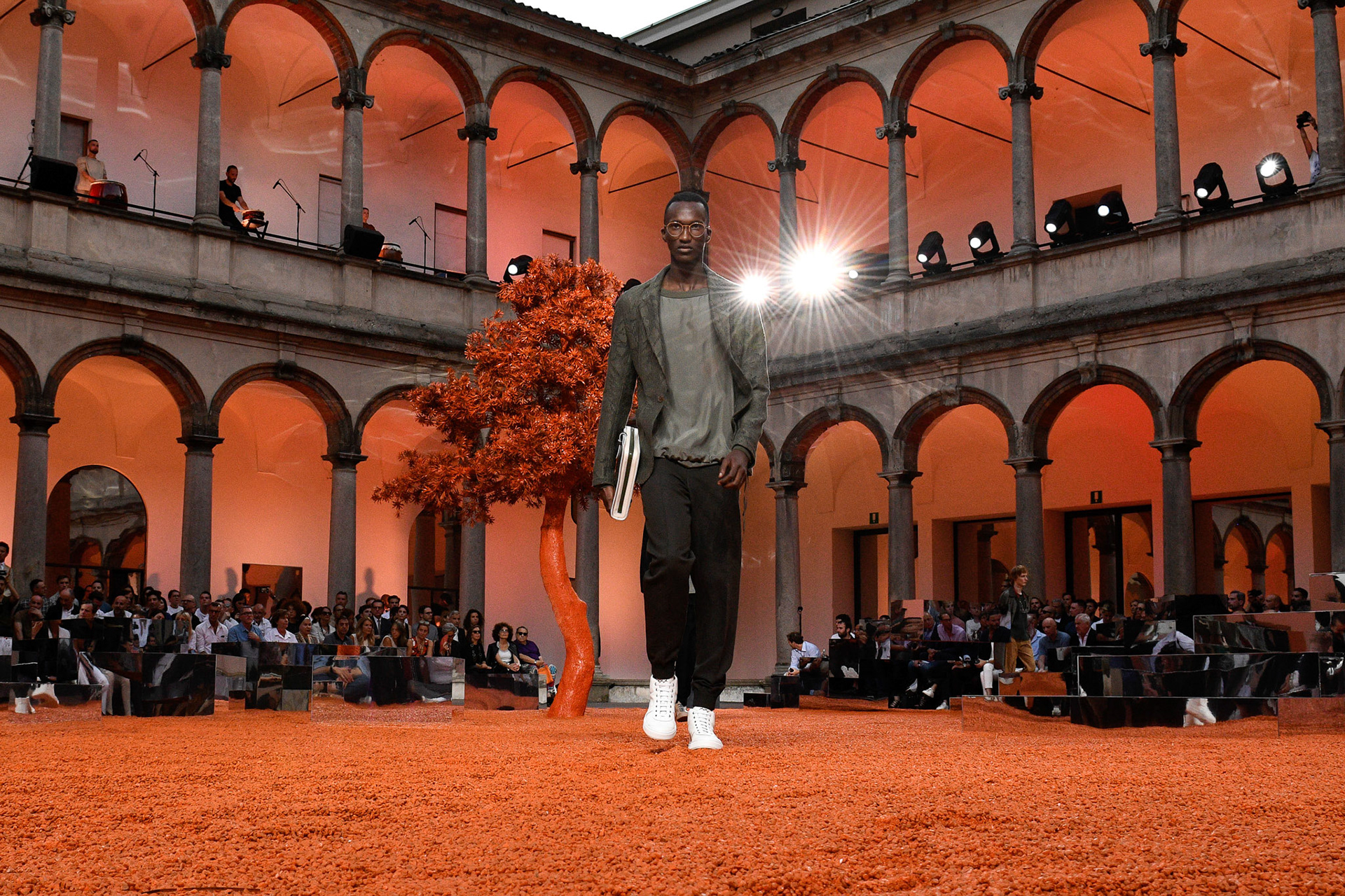 A model walks the runway at the Ermenegildo Zegna show during Milan Men's Fashion Week Spring/Summer 2018