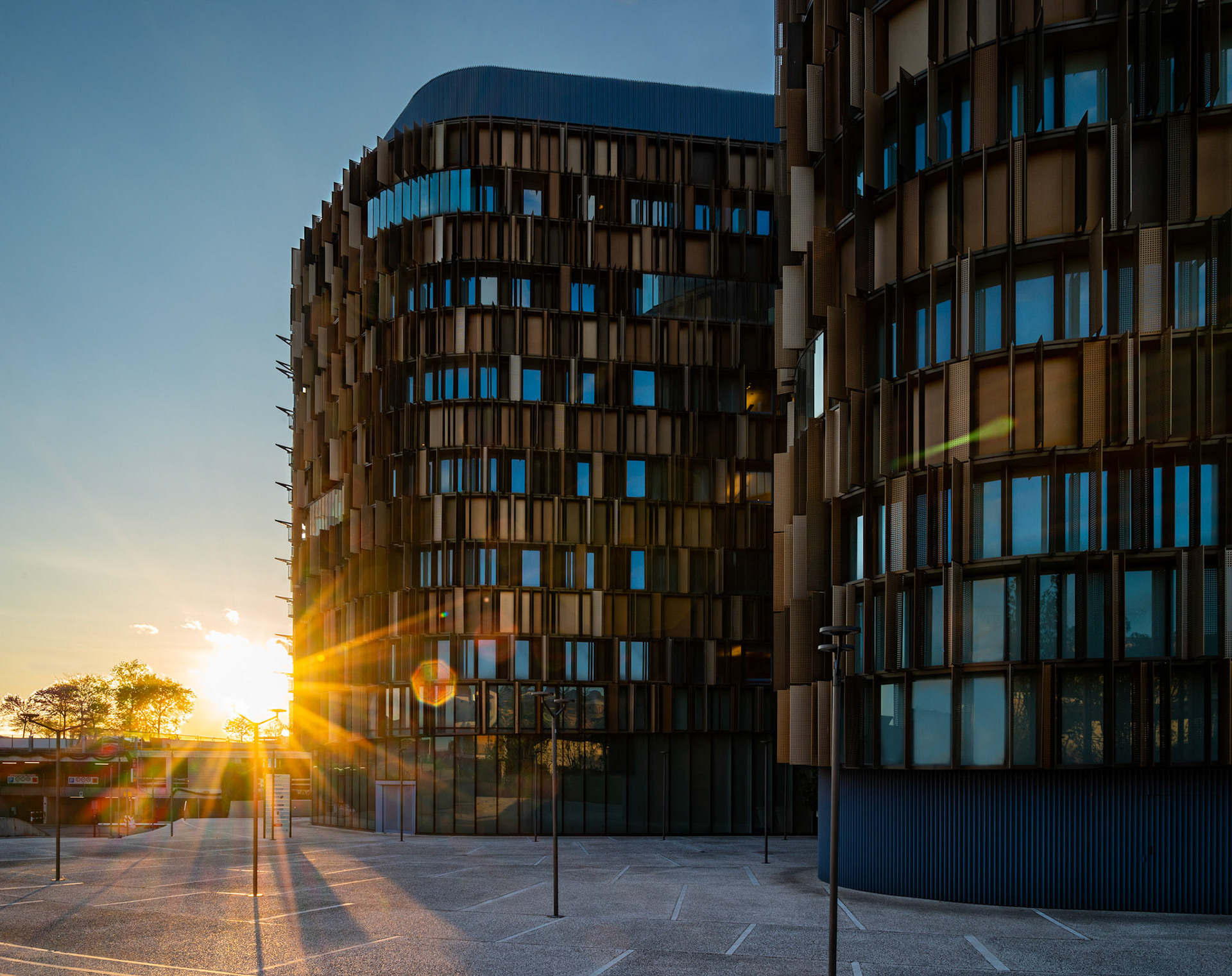 Milano Fiori architecture sunset
