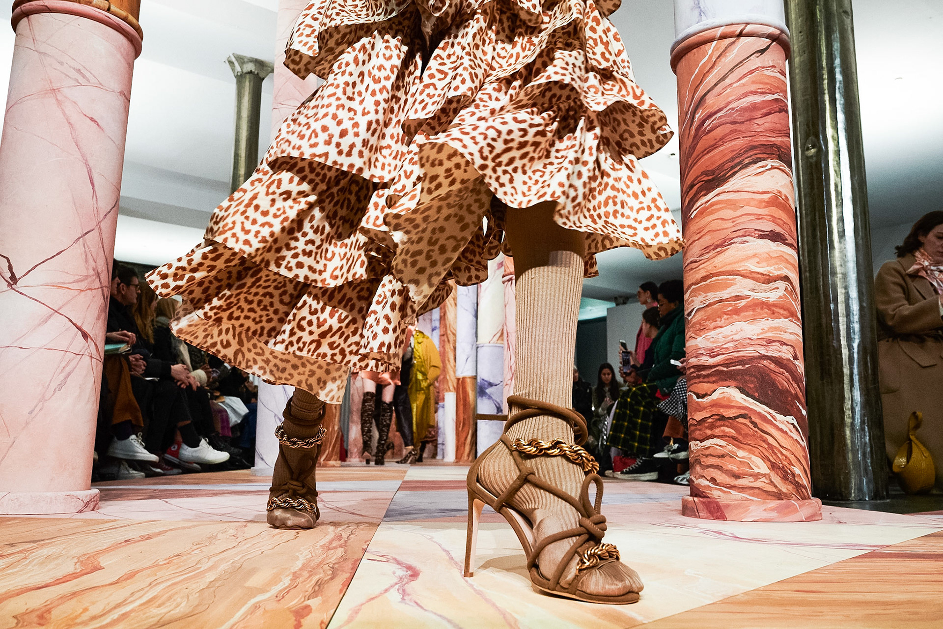 A model, shoe detail, walk the runway for the Ulla Johnson fashion show during February 2020 - New York Fashion Week: The Shows on February 08, 2020 in New York City
