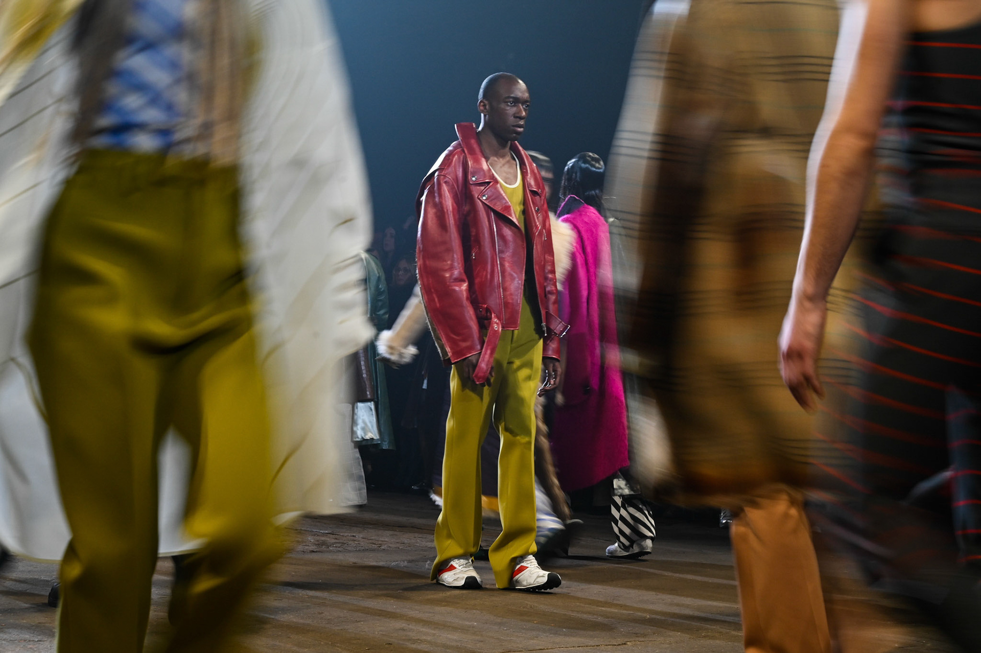 Models perform on the runway during the Marni Fall/Winter 2020 Fashion Show during the 2020 Milan Men's Fashion Week on January 11, 2020 in Milan, Italy
