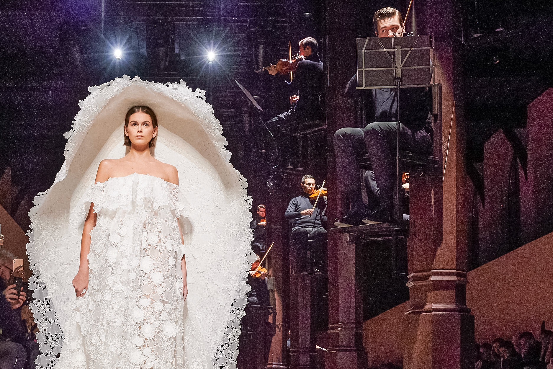 Kaia Gerber walks the runway during the Givenchy Haute Couture Spring/Summer 2020 show as part of Paris Fashion Week on January 21, 2020 in Paris, France.