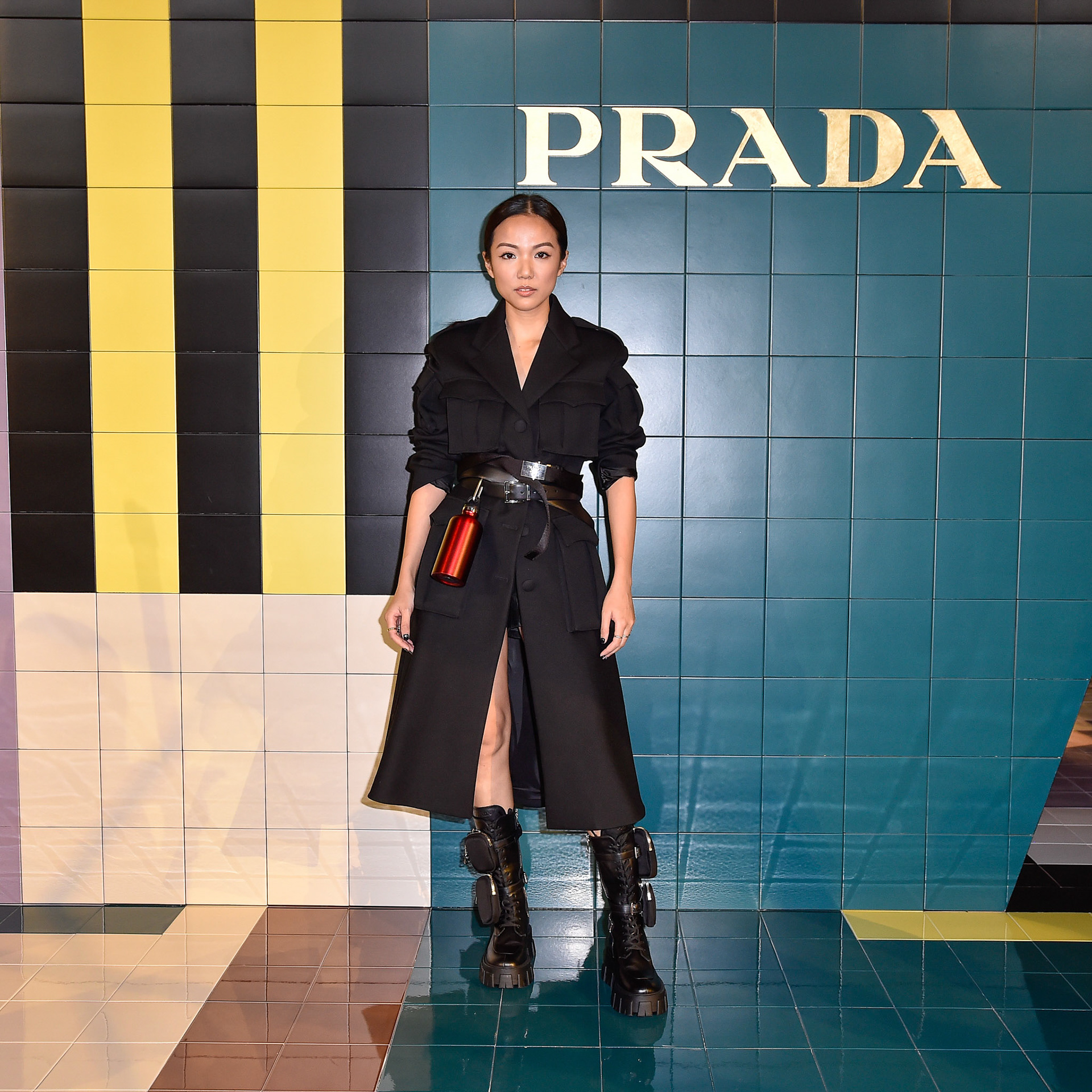 Guest attends Prada Spring/Summer 2020 Womenswear Fashion Show on September 18, 2019 in Milan, Italy.