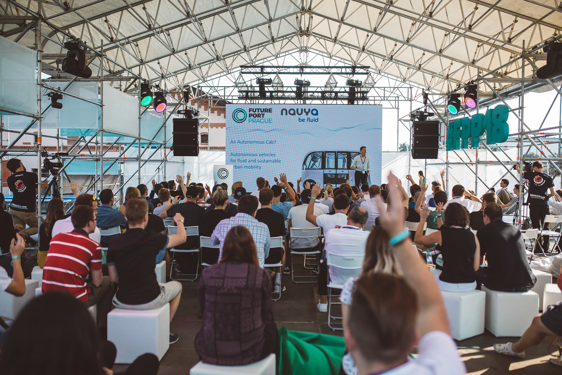 Návrhy a realizace staveb z lešení + technická produkce na akci Future Port Prague 2018