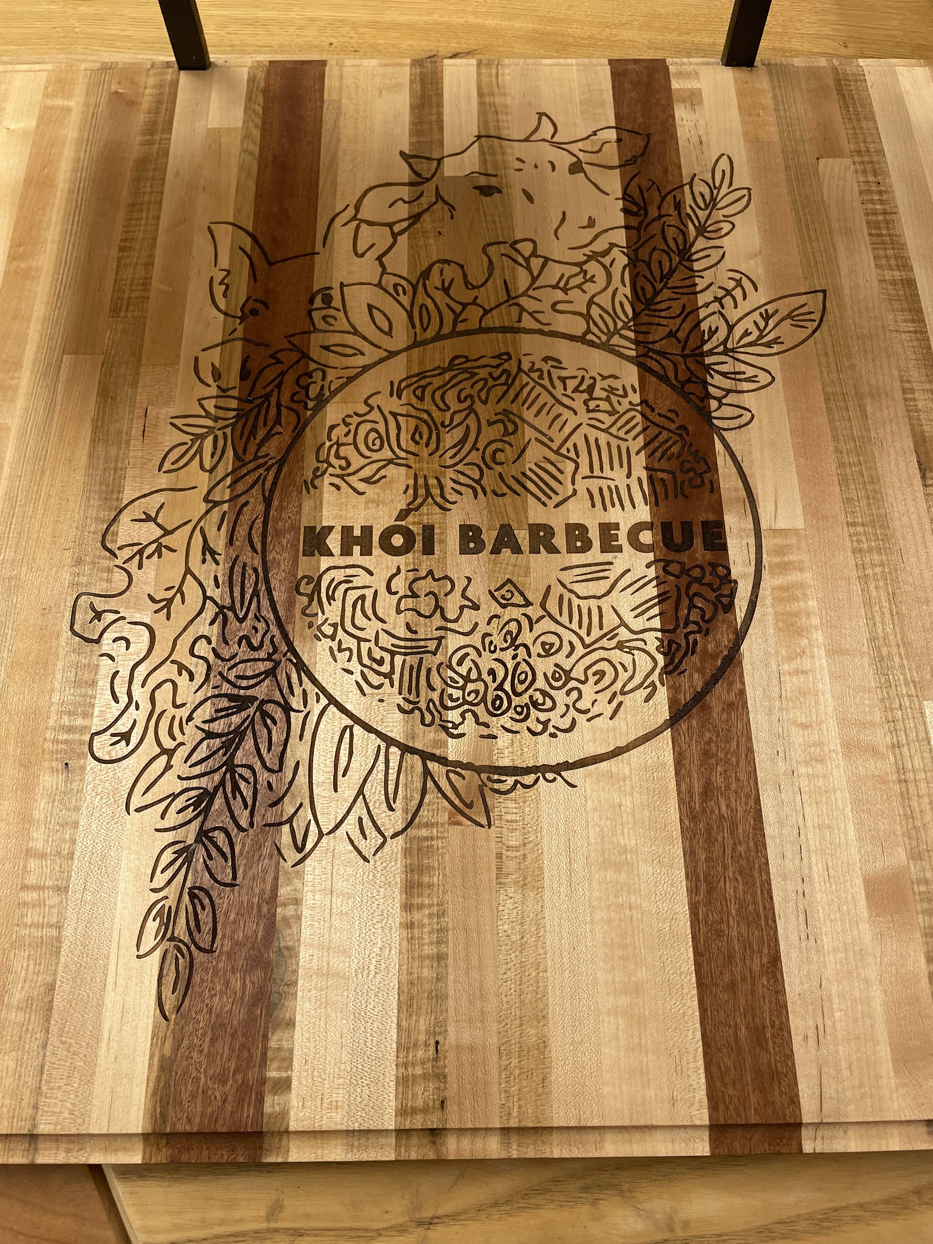 CUSTOM CNC ETCHED WOOD CUTTING BOARD