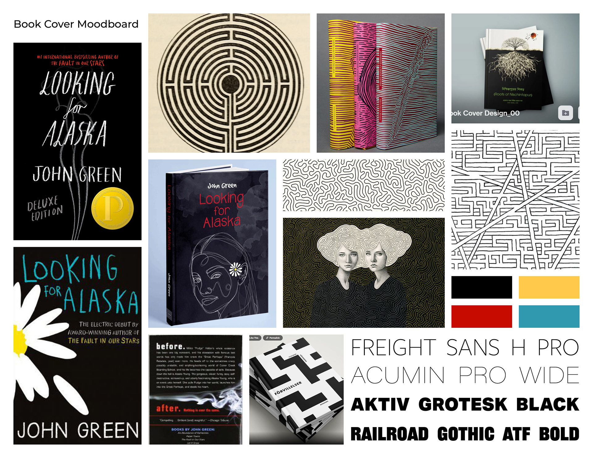 Moodboard for book cover designs