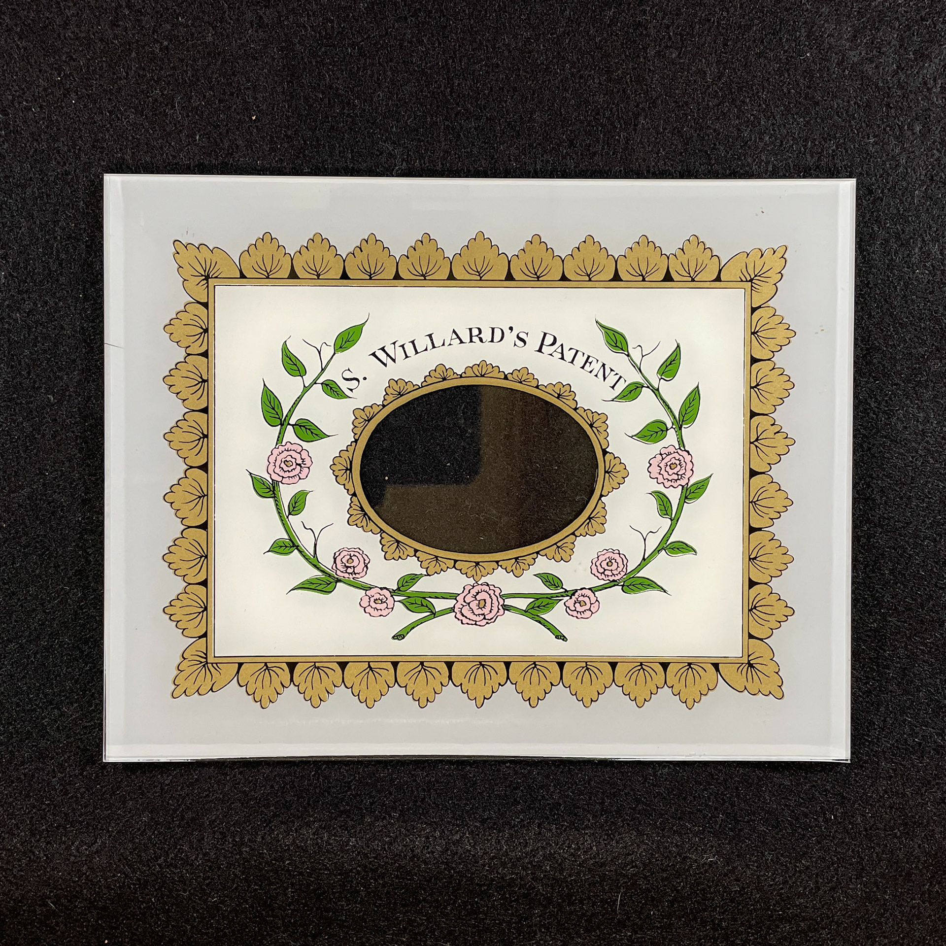 clock glass - S. Willard Patent box tablet - 9" x 7"