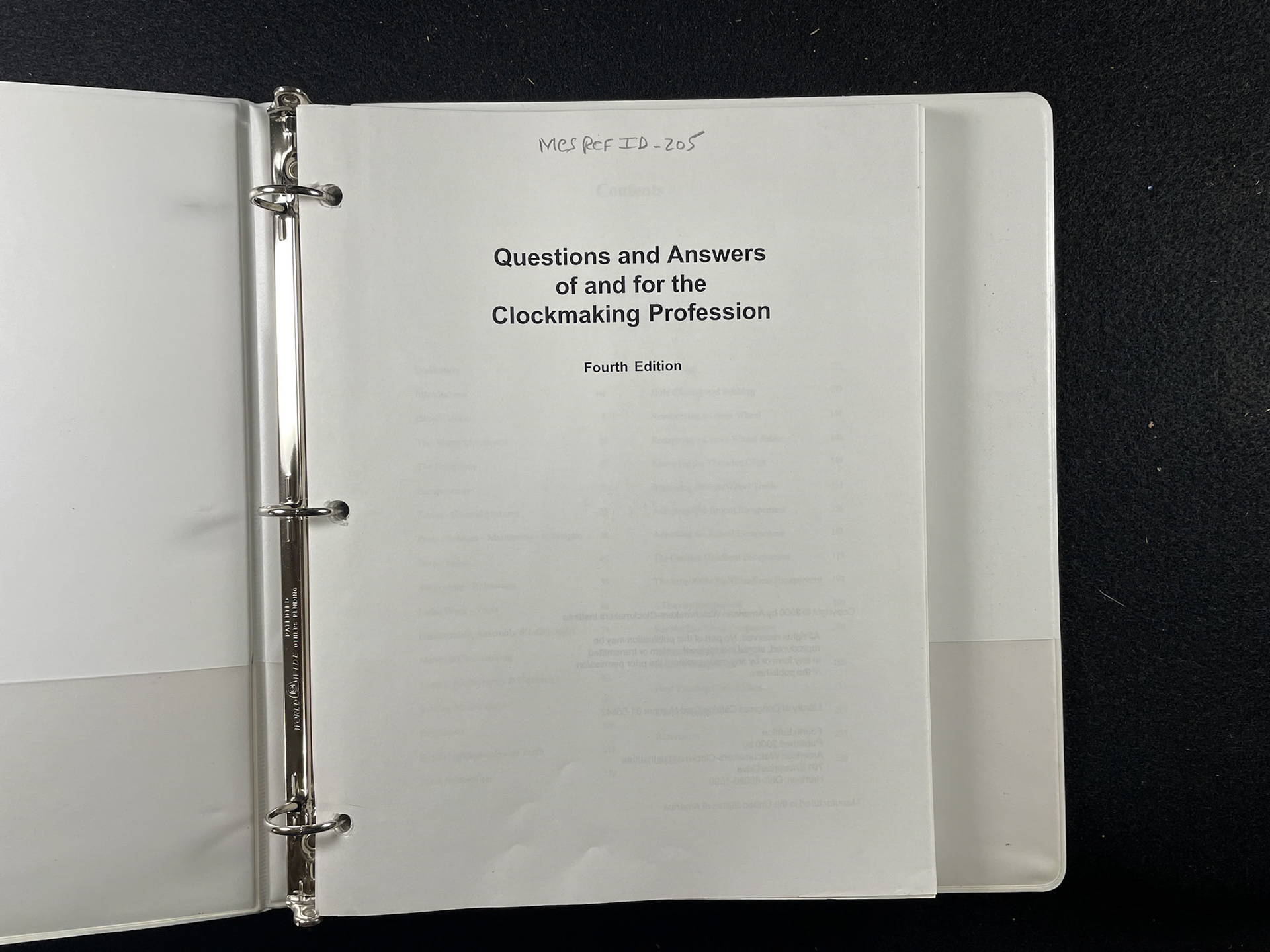 Questions and Answers of and for the Clockmaking Profession