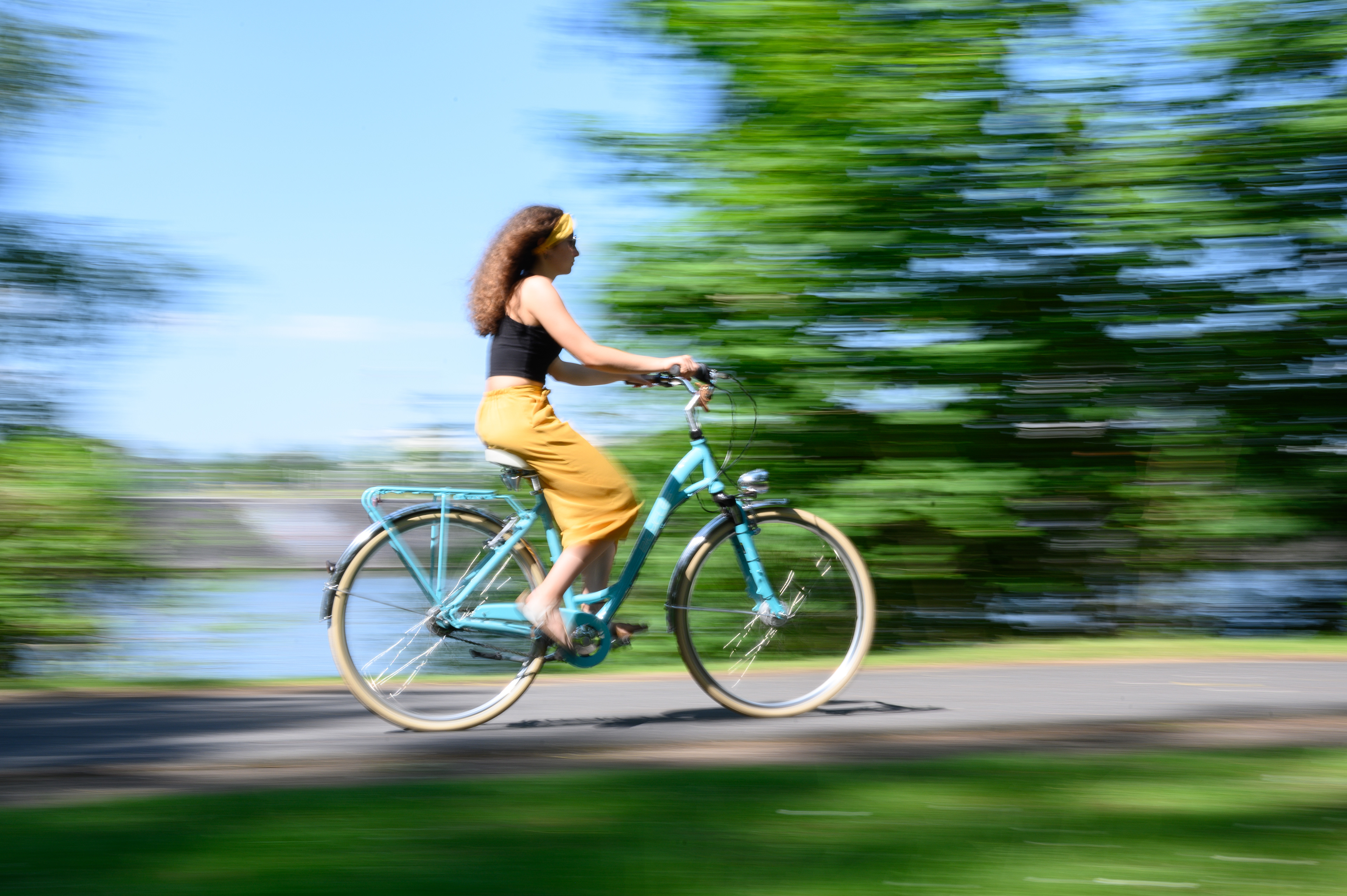 biker along the Main River - Frankfurt