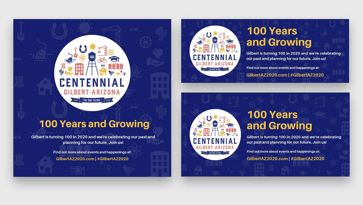 Gilbert Centennial Social Media Graphics and Headers