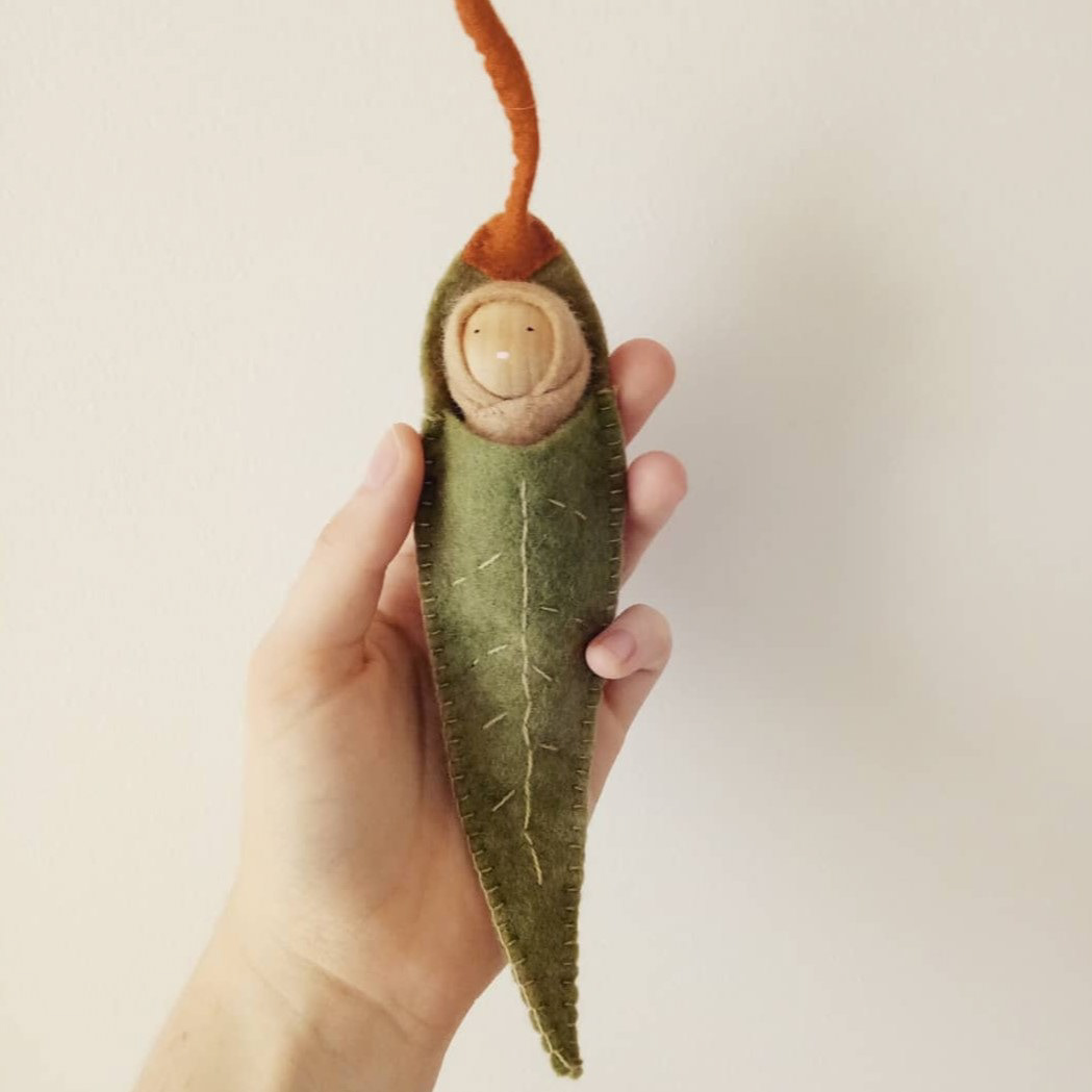 Wool felt gumleaf creature