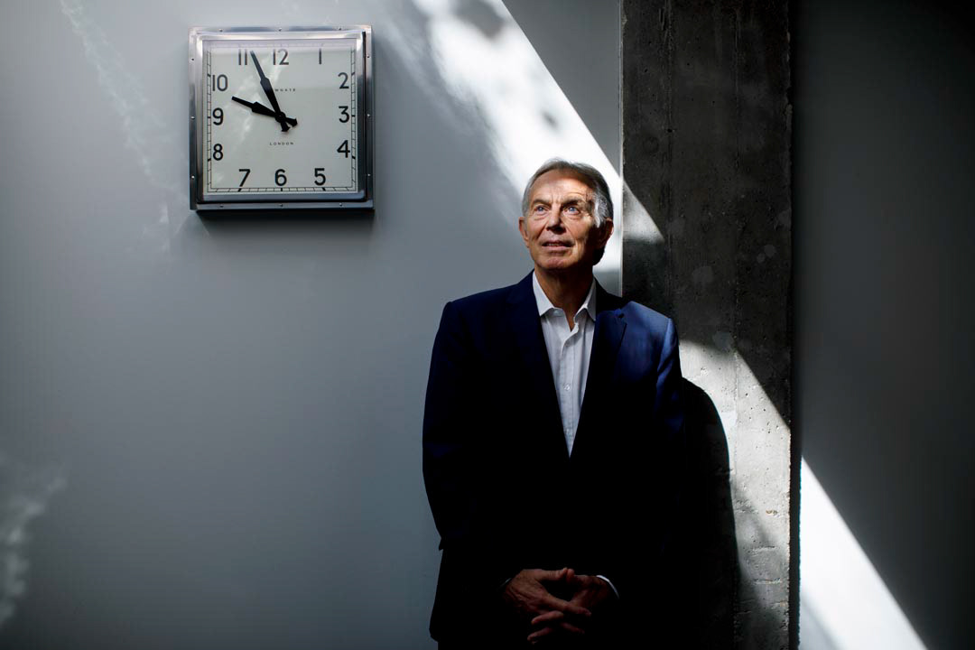 Tony Blair during and interview