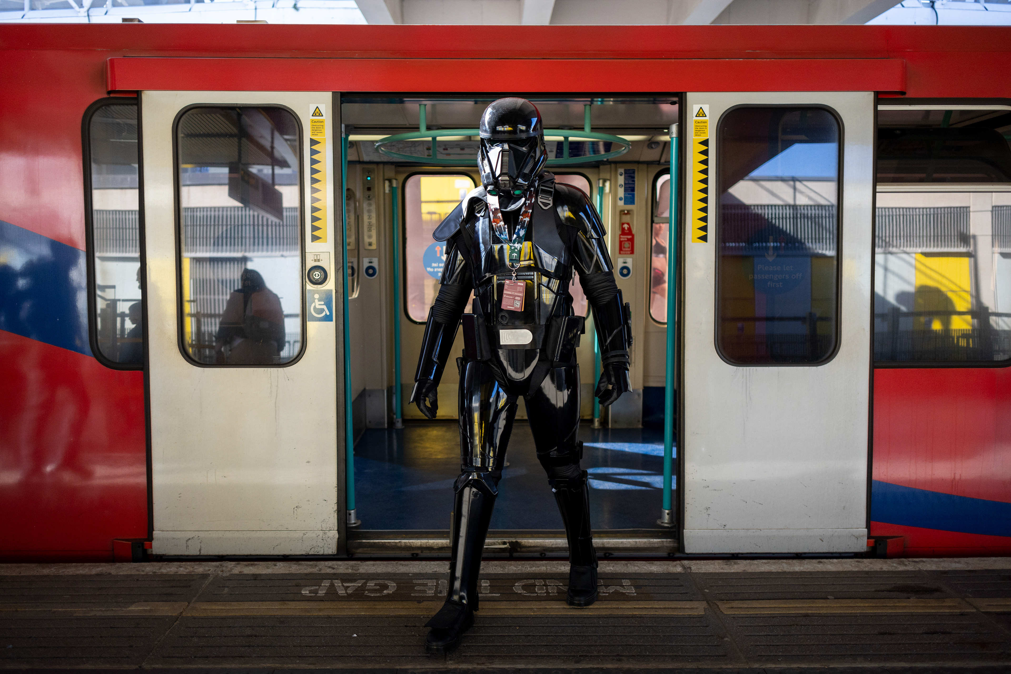 A fan arrives for the Star Wars Celebration event in London