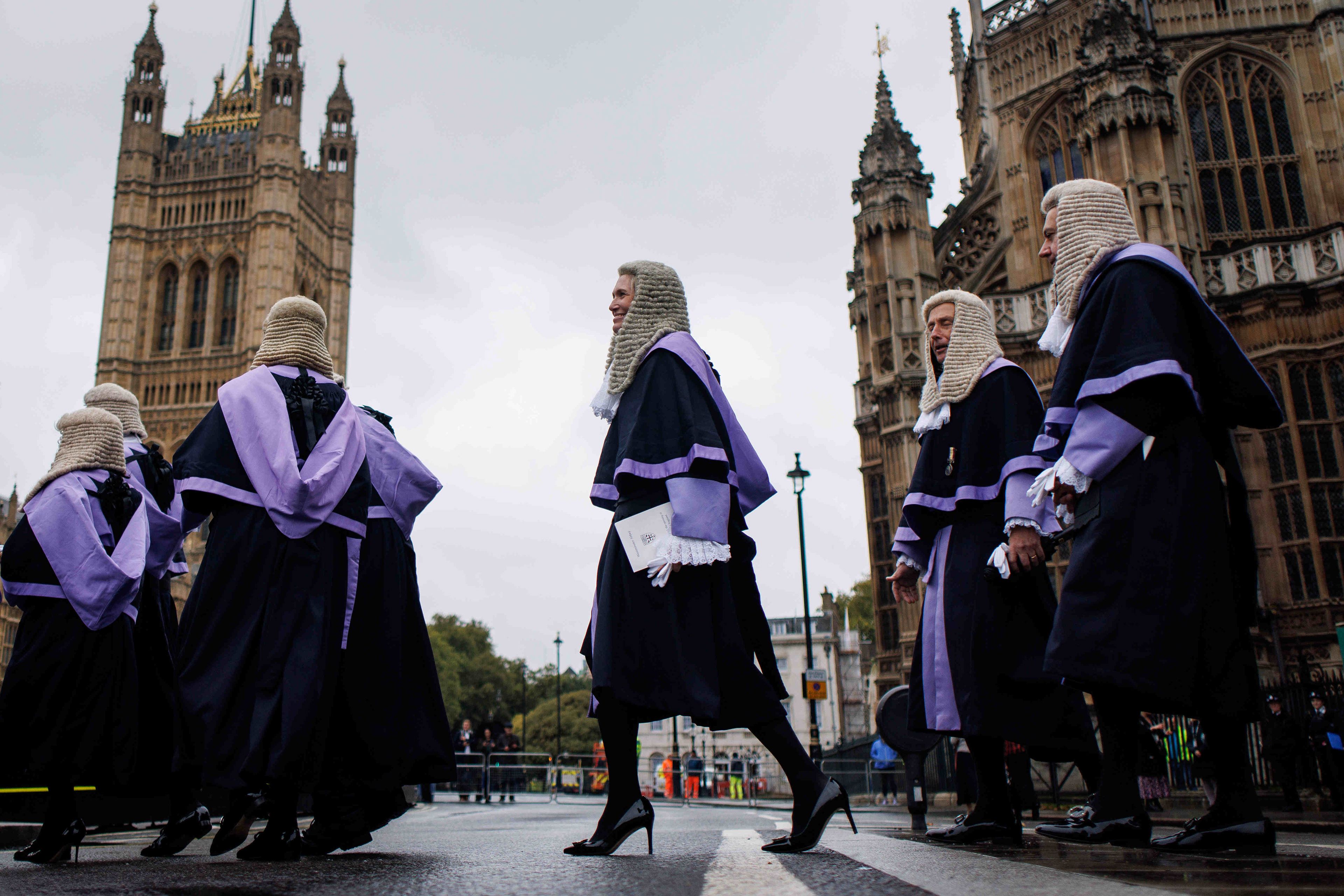 Judges walk in procession from Westminster Abbey to the Houses of Parliament 