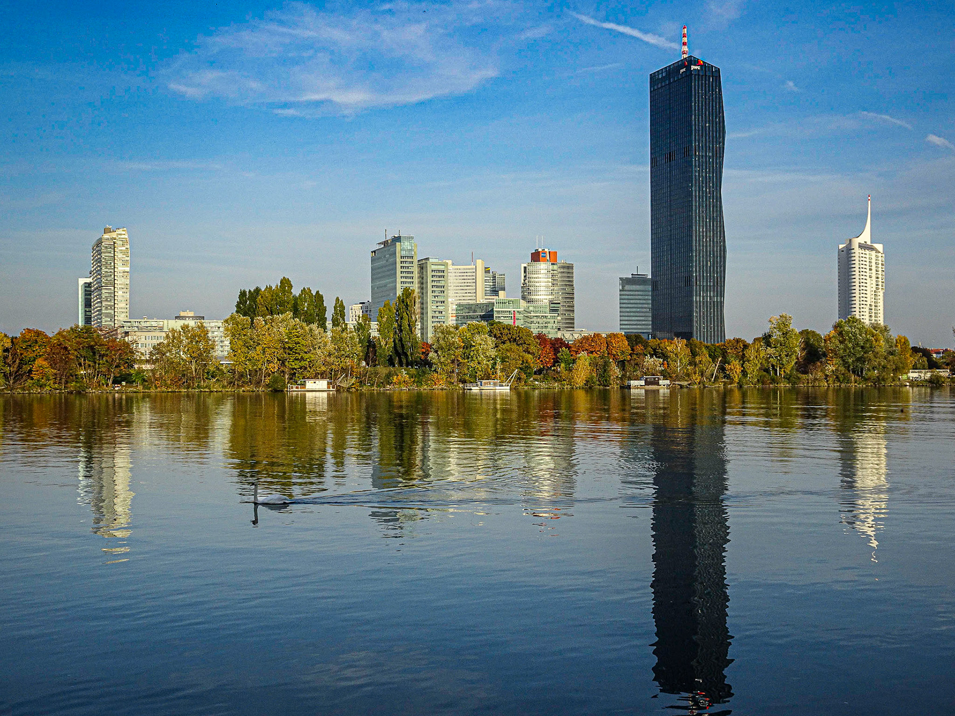 Modern Vienna, Austria along the "Blue Danube"