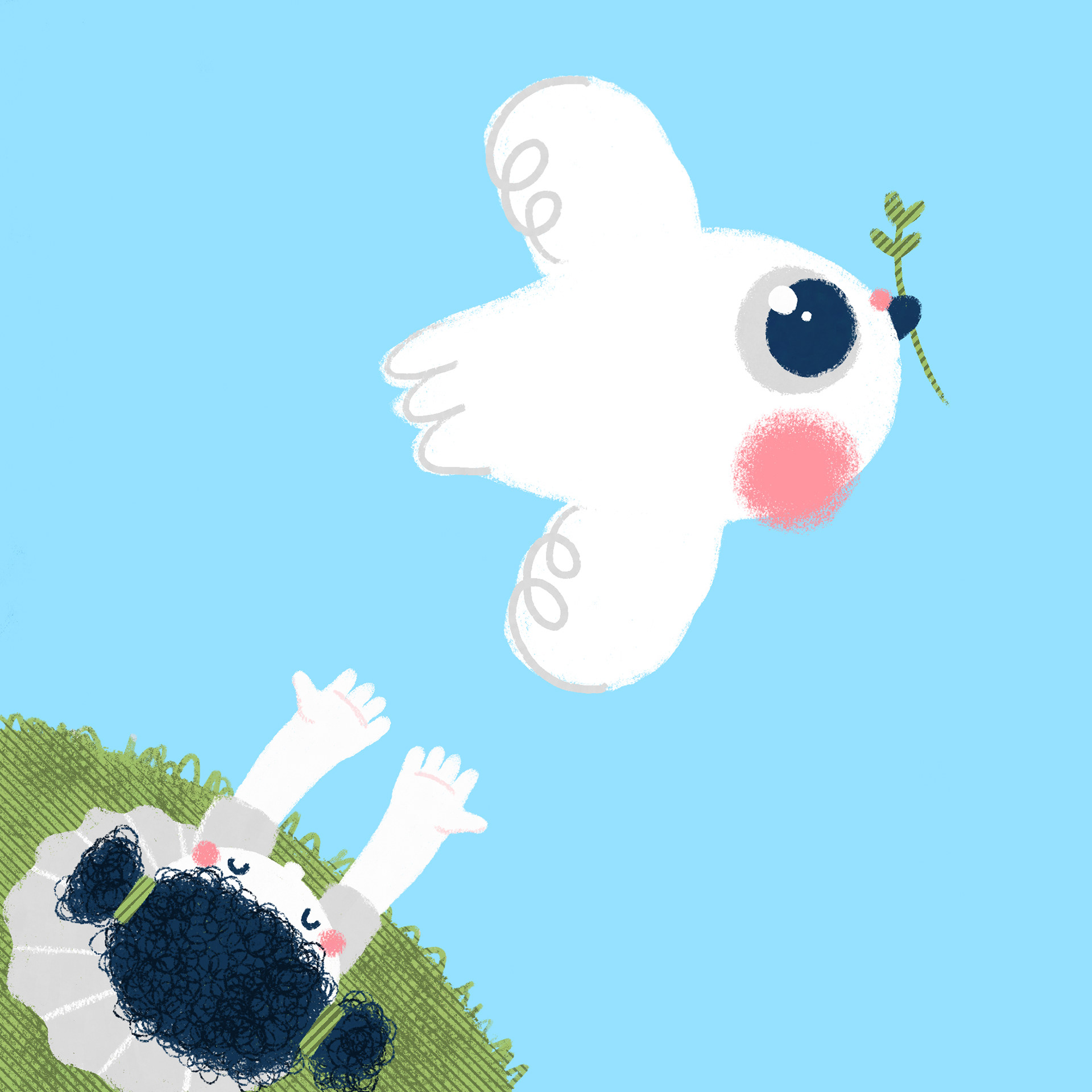 illustration of girl releasing a white dove.
