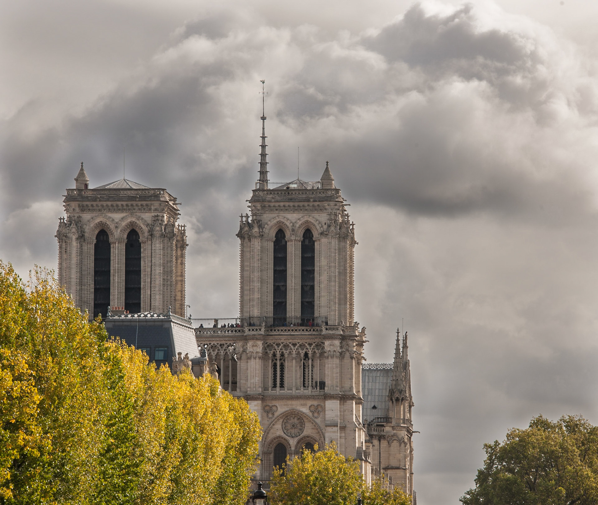 Notre Dame de Paris and clouds. Paris, France