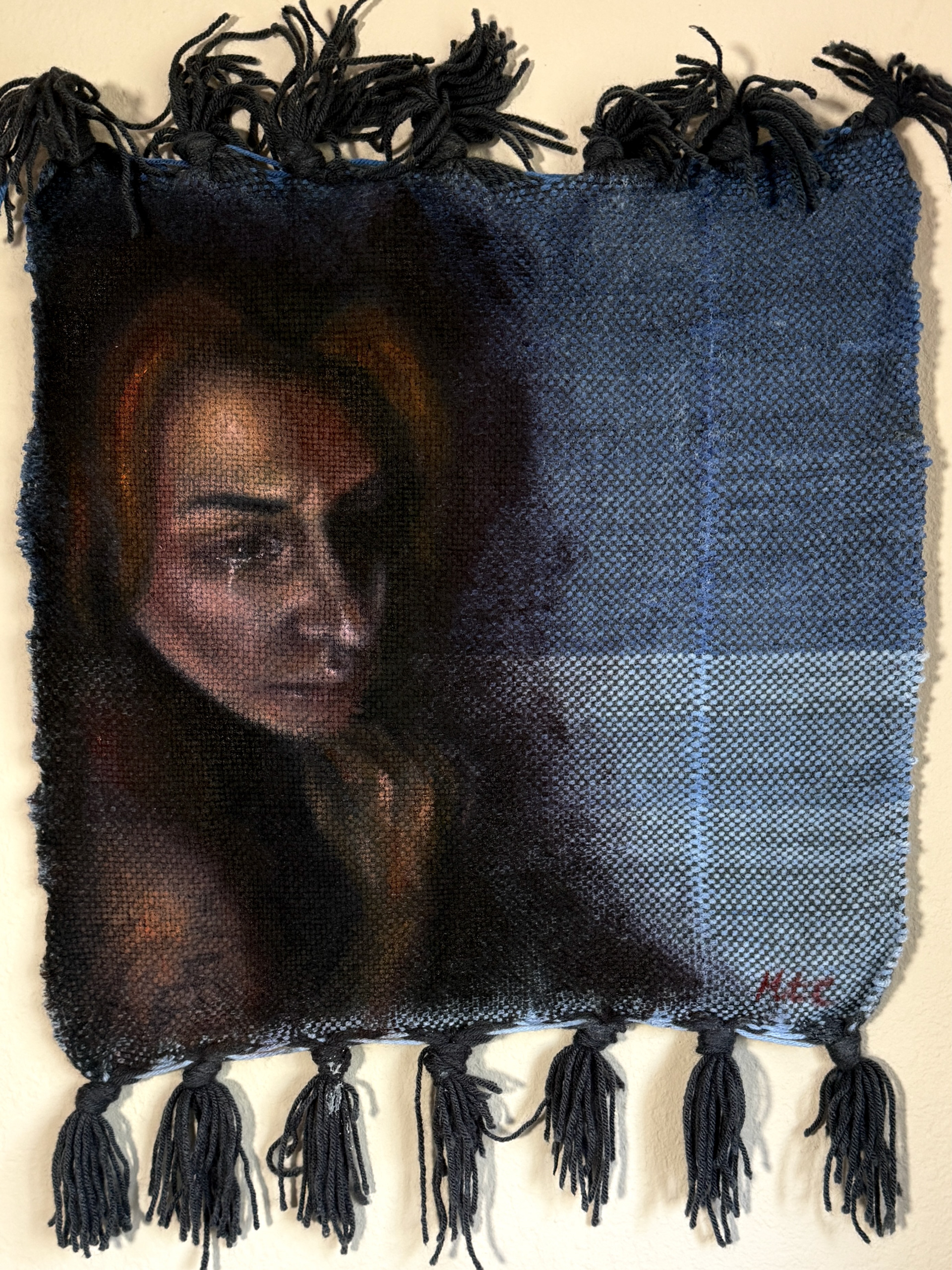 Self-Reflection (2026) 20x20” Oil on Woven Yarn
