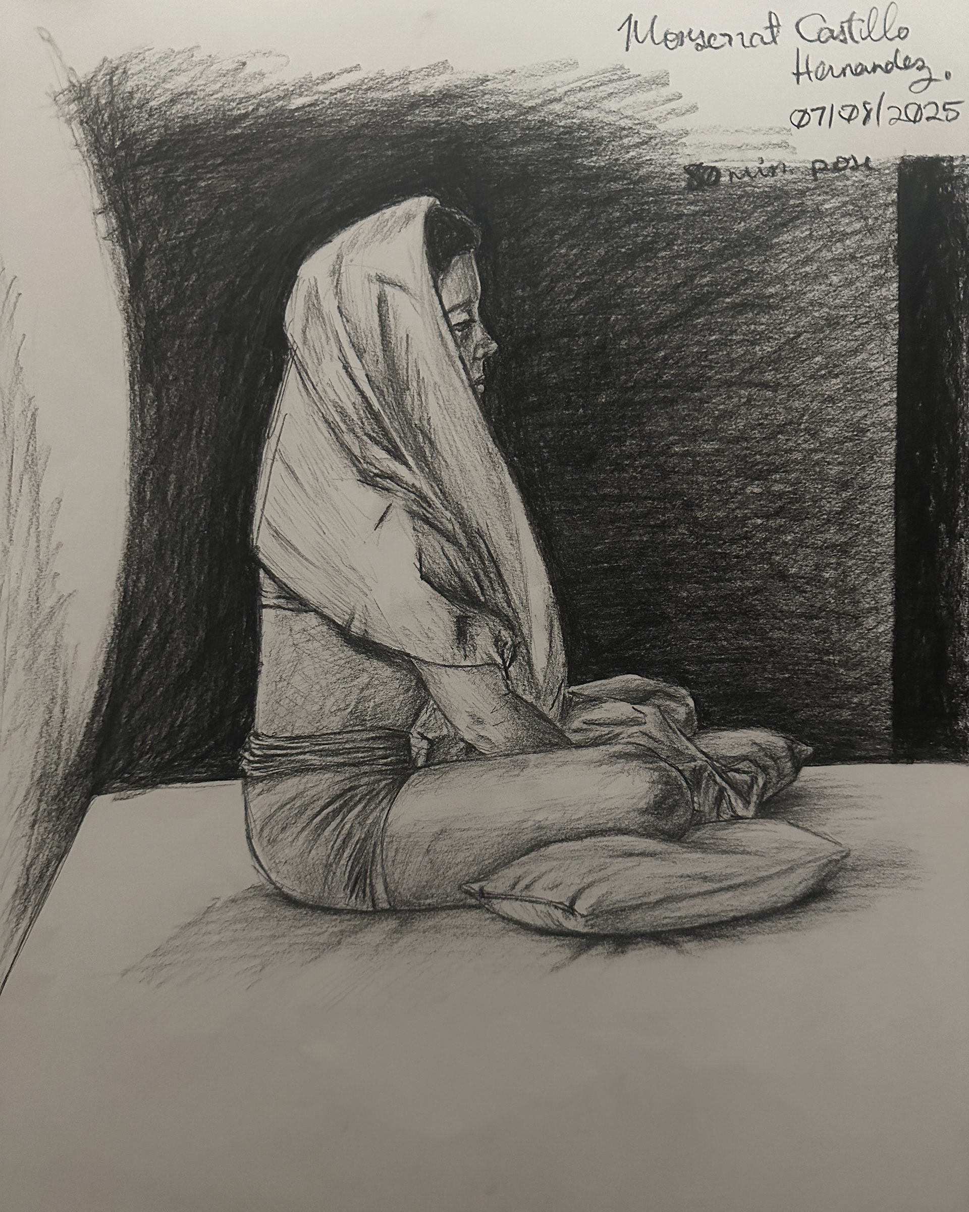 Figure Study (2025) 18x24" Charcoal pencil on paper