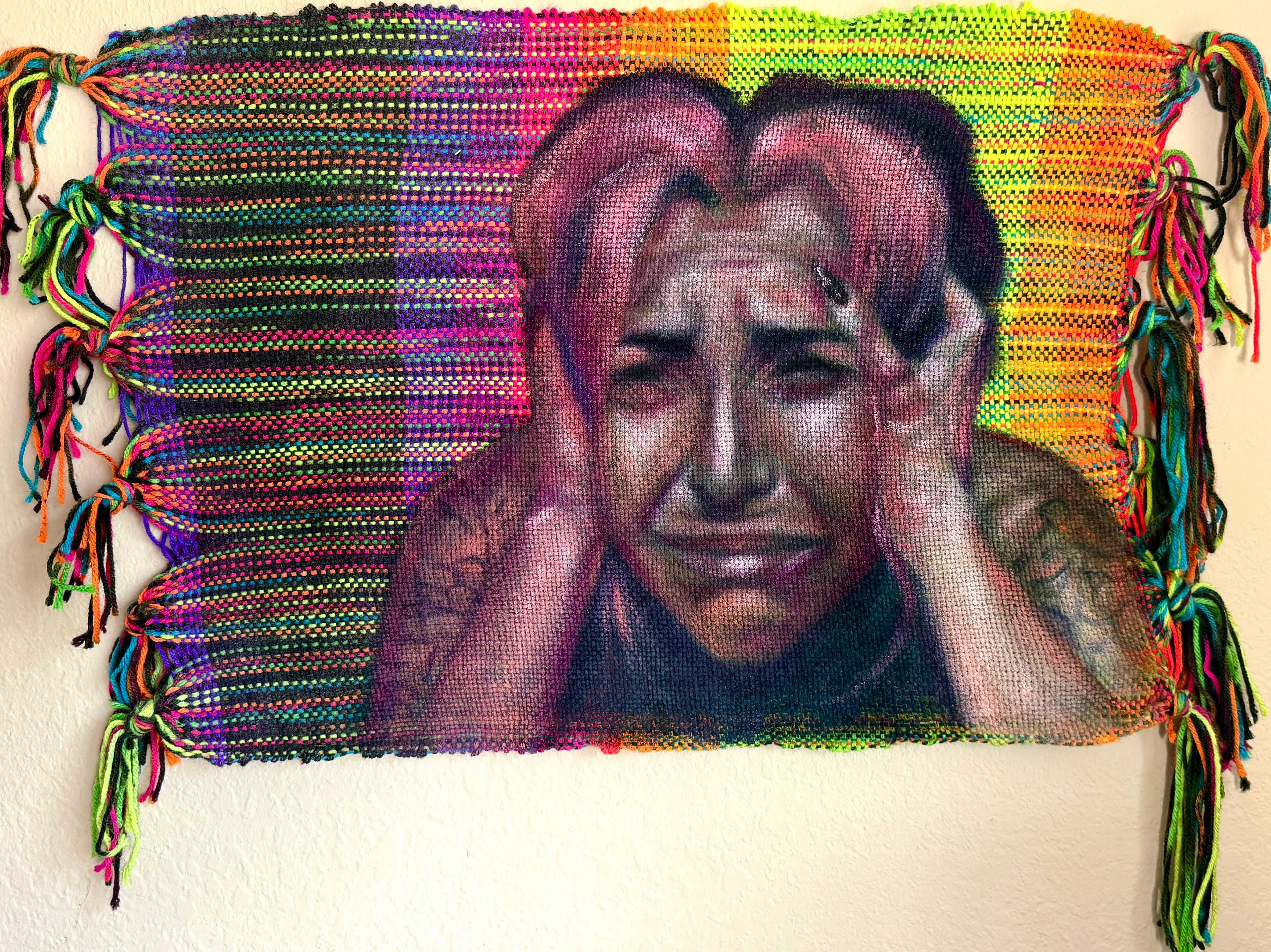OverStimulated (2026) 17x26” Oil on Woven Tapestry