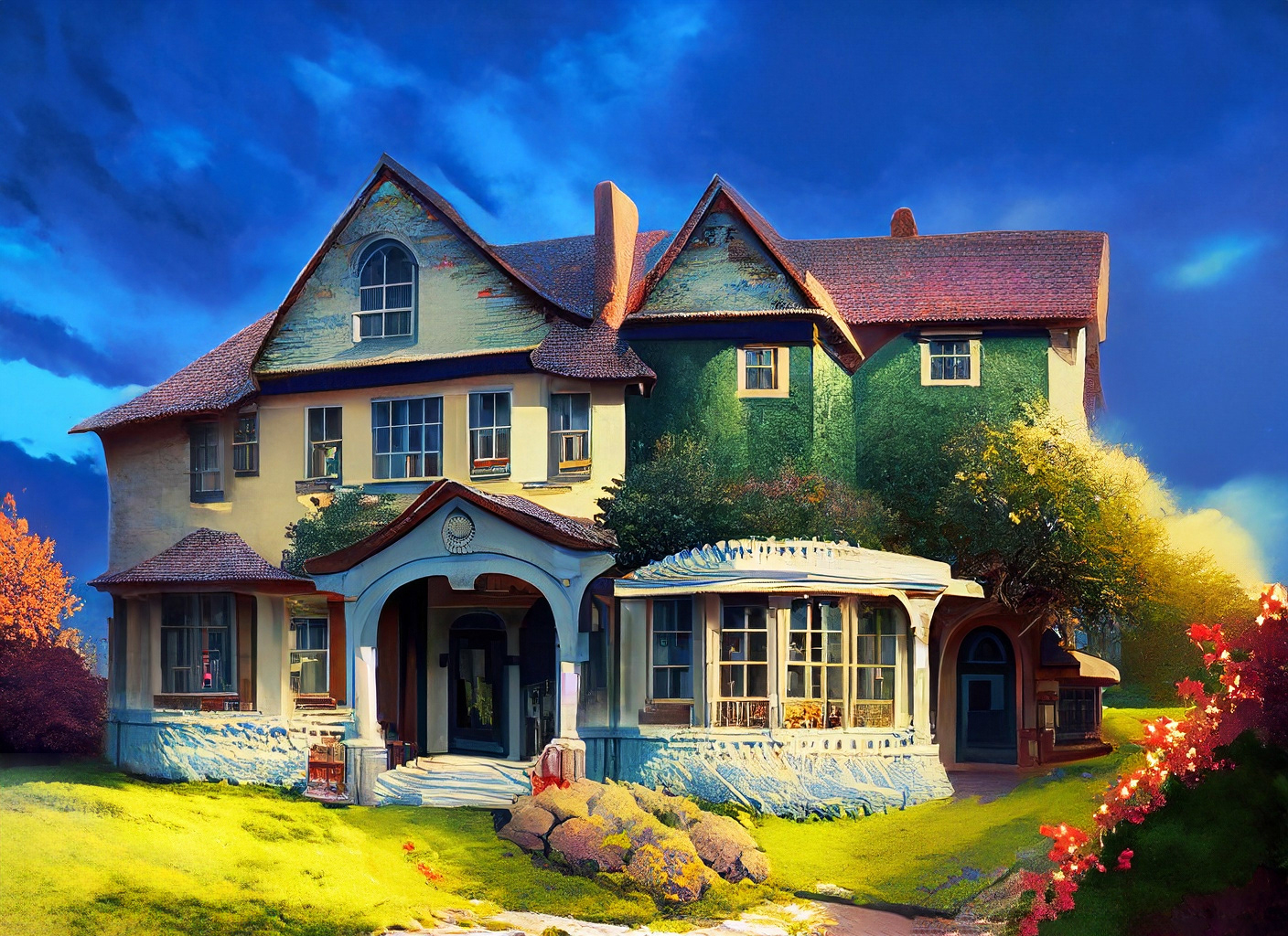 Oil painting in the style of Kinkade