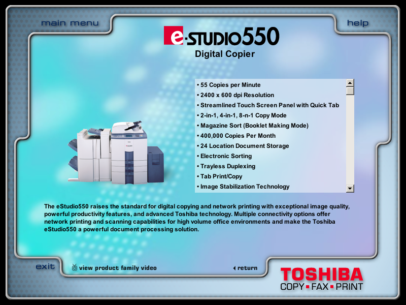 Presentation Pages for Each Product