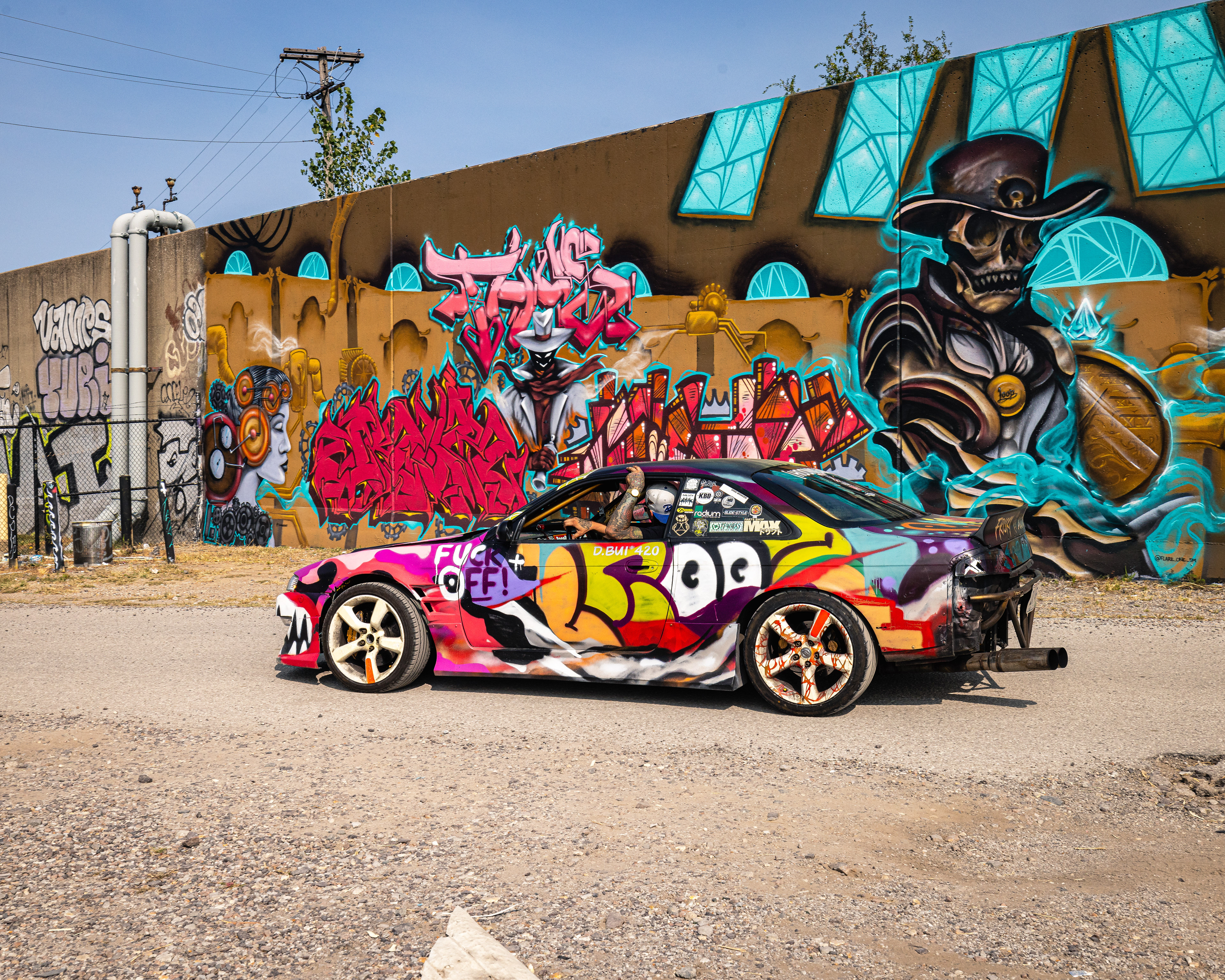 Graffiti Wall and Car