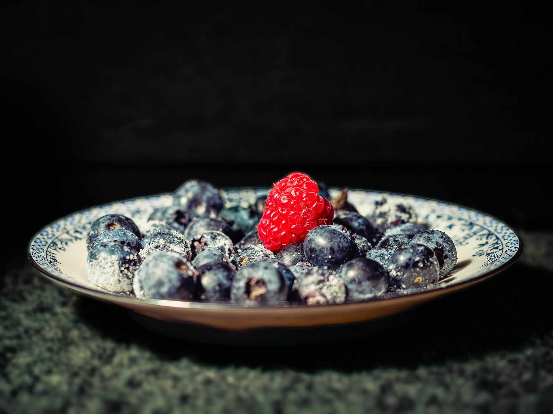 Blueberries on Antique Plate, Saint Louis, Missouri
