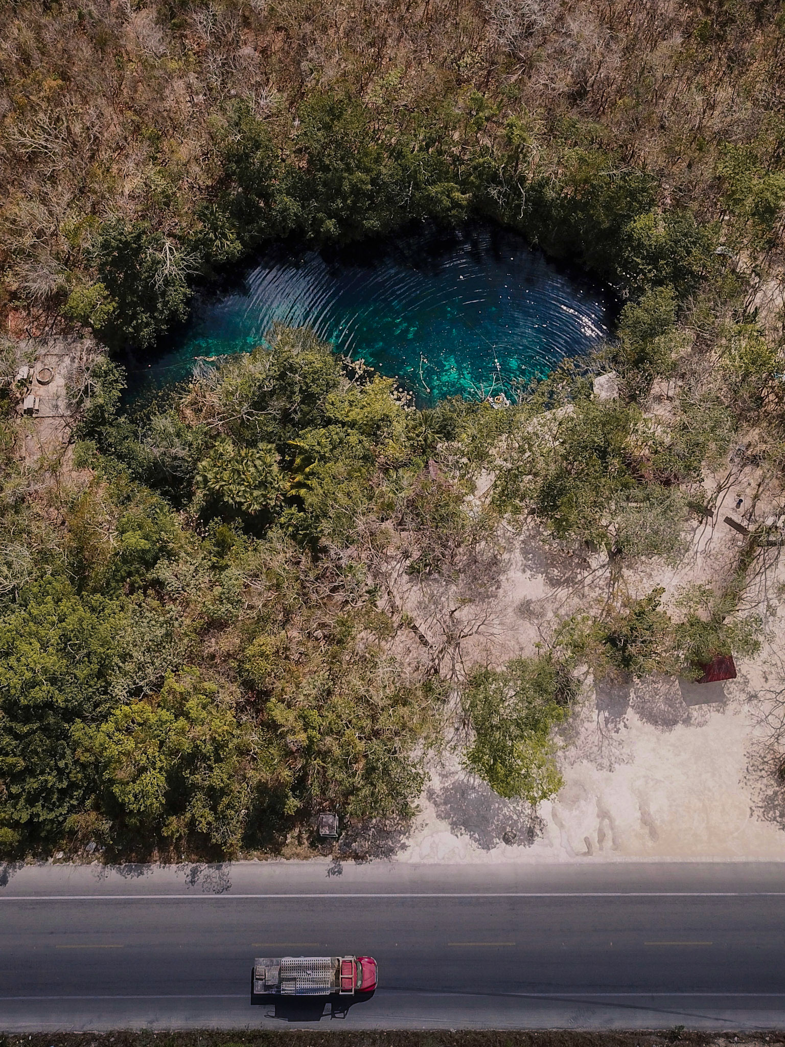 This "Cenote" is a small part of a big cave system, also this caves do the job of the river in other parts, there ara thousands of km of flooded caves, Tulum, Quinatana Roo Mexico
