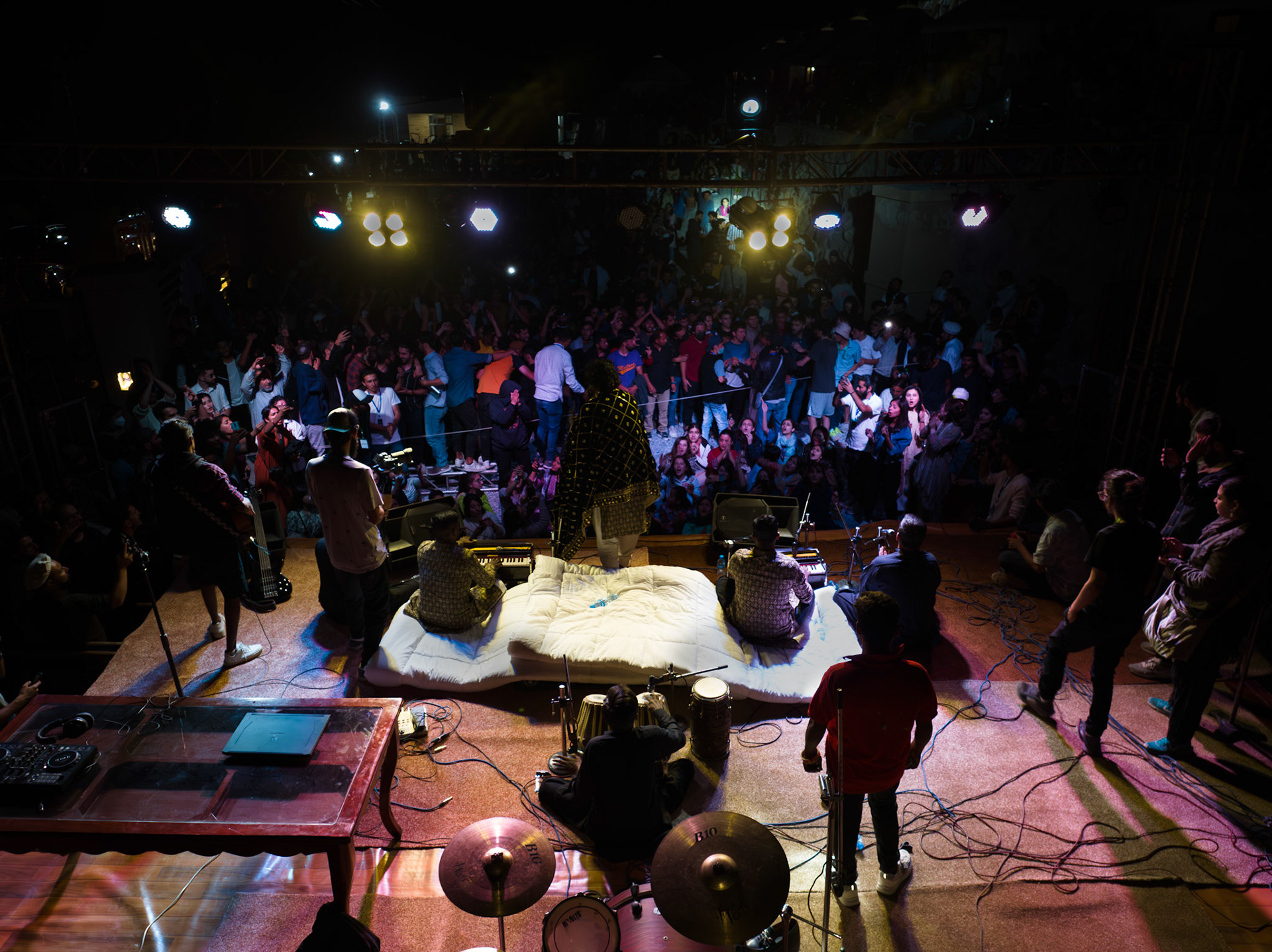 Aerial view of concert in Hunza Valley, Himalayas, Gilgit Baltistan, Pakistan