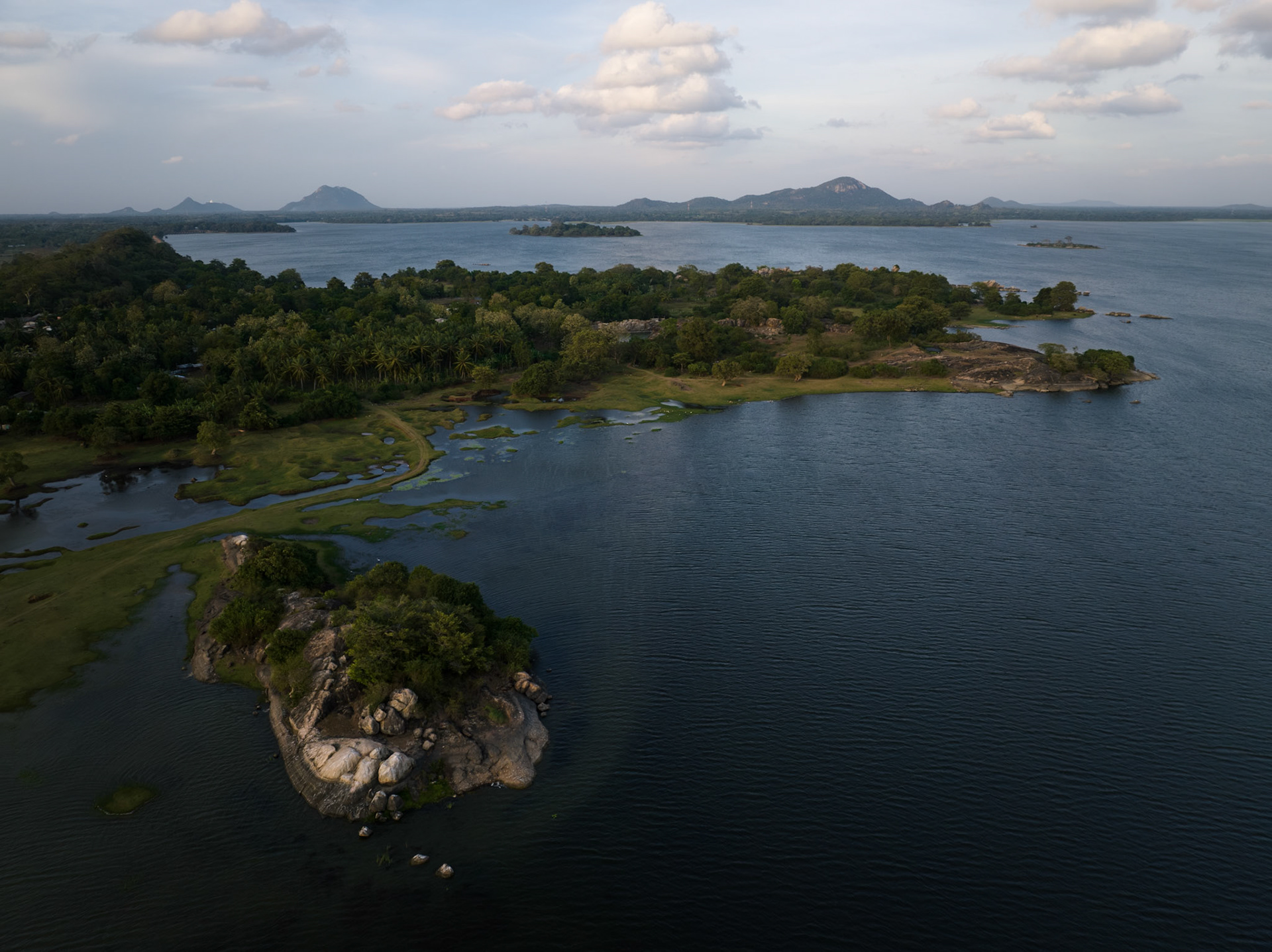 Aerial view of lake close to Anuradhapura, Sri Lanka