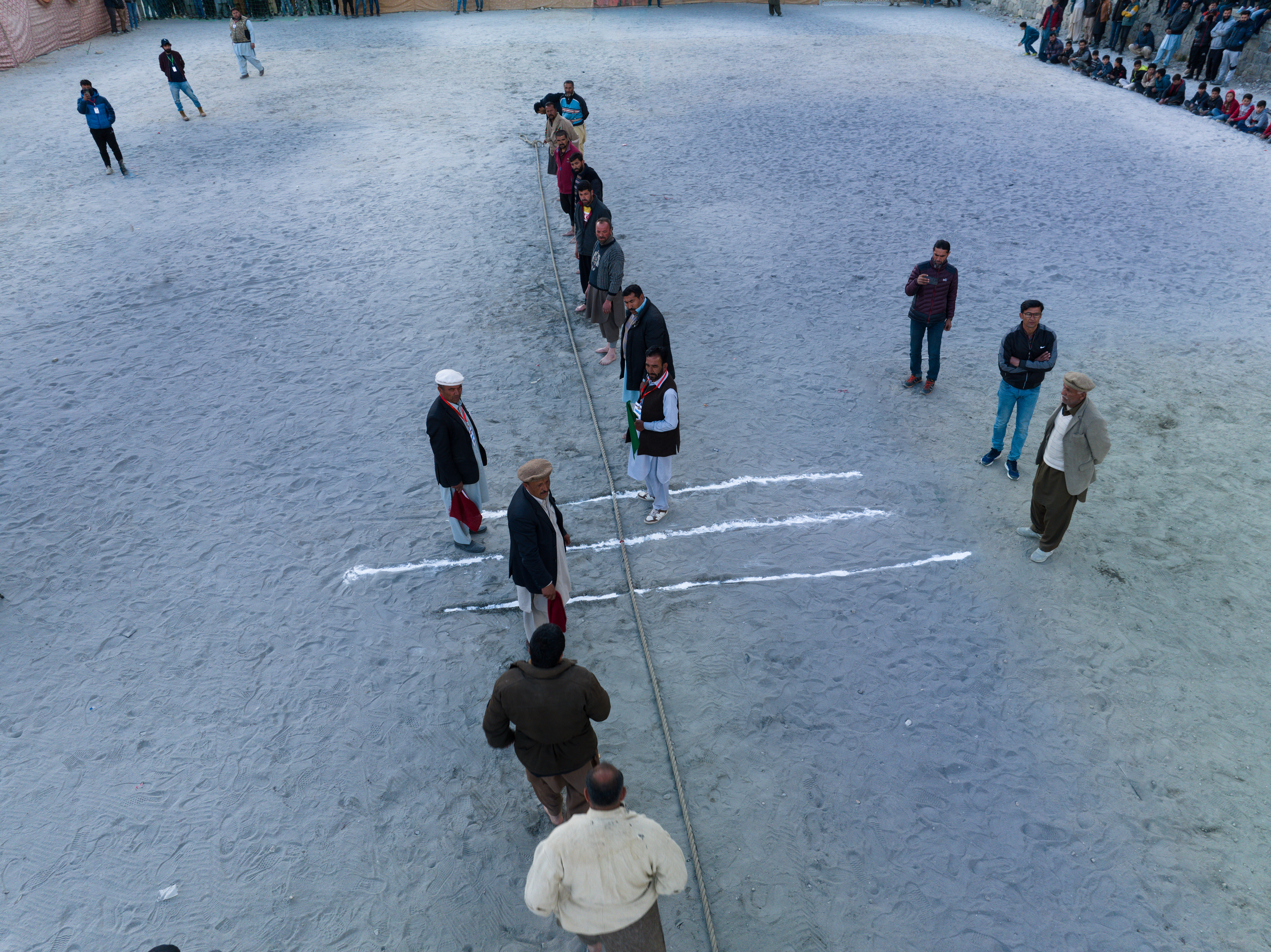Getting Ready for Tug of War competition in tournament, Hunza Valley, Pakistan