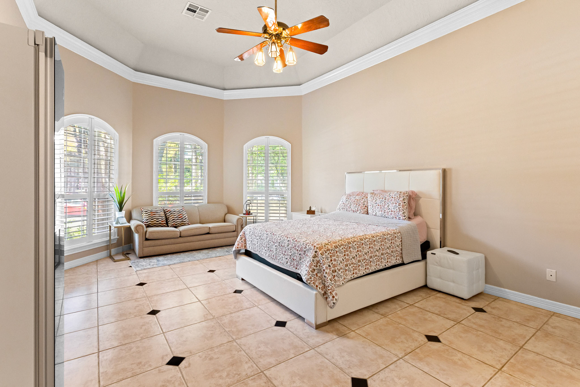 Tile flooring and patio view