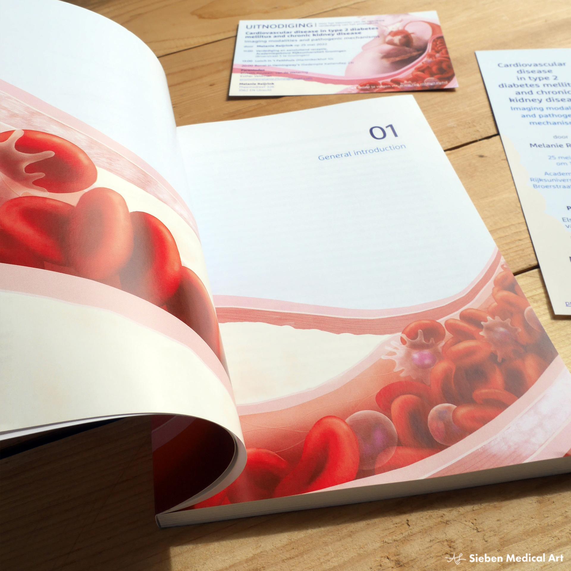 Bijpassende hoofdstukpagina illustraties, uitnodiging en boekenlegger.
