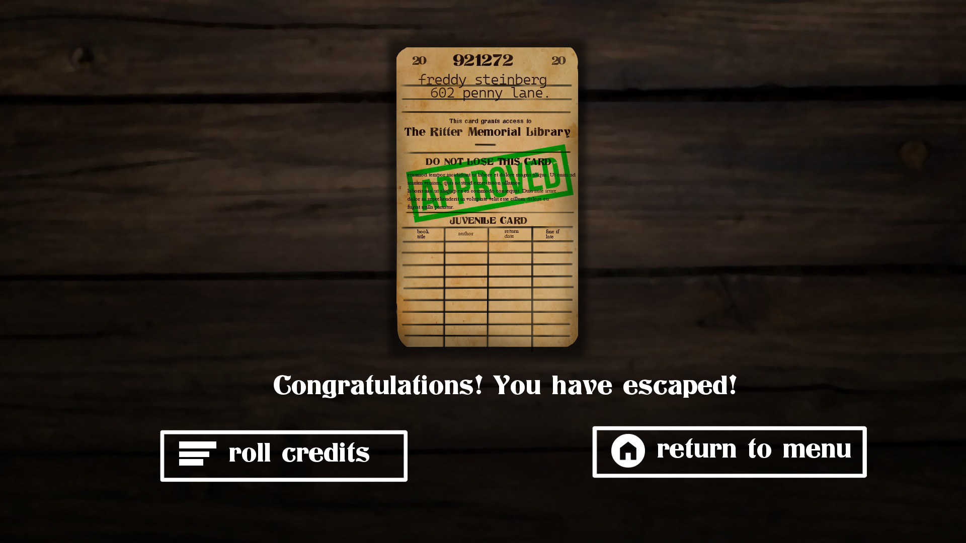 Winning Screen