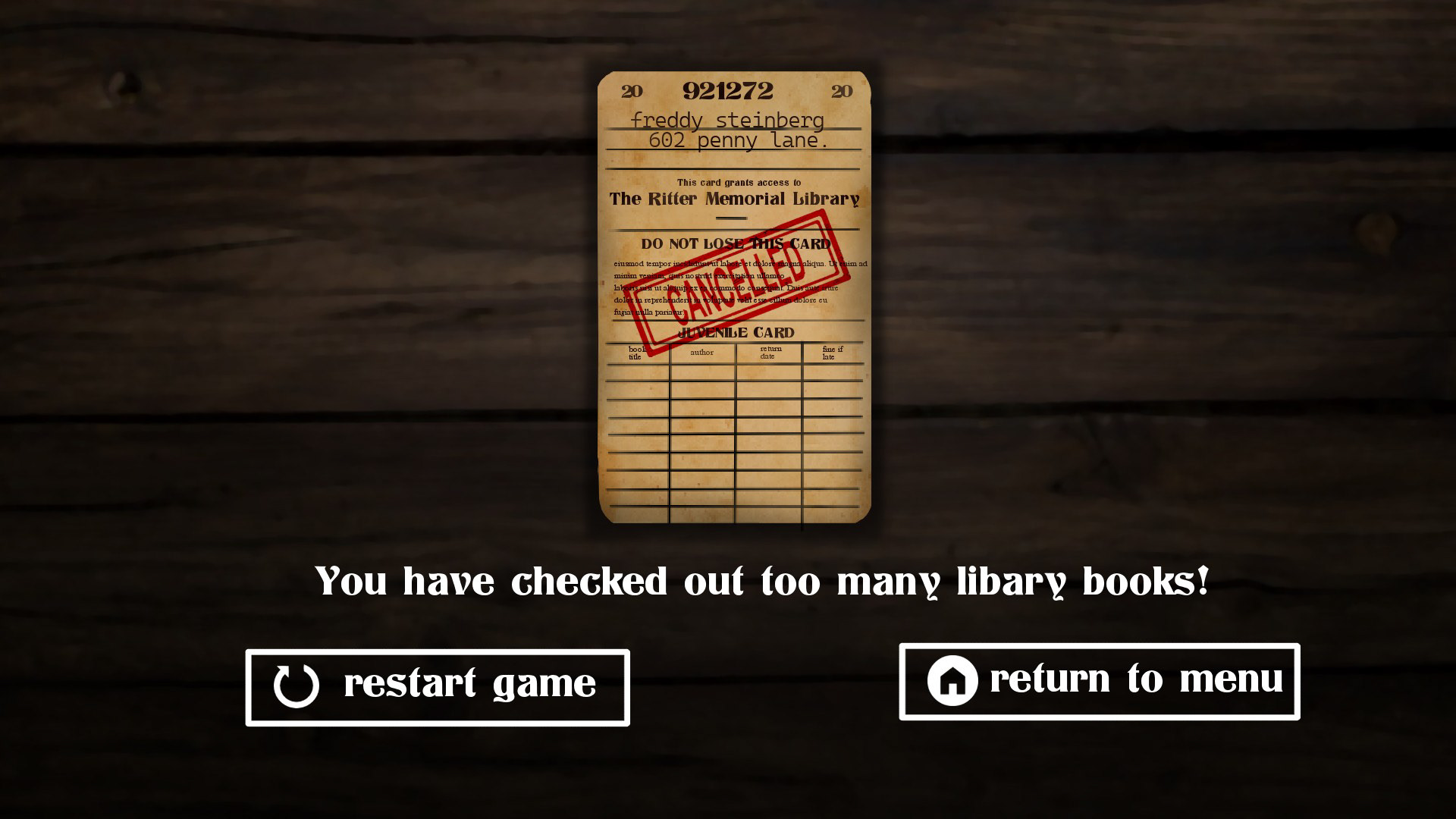 Losing Screen