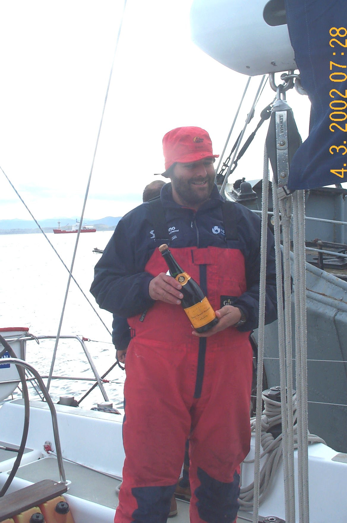 Andy cracking the bubbly