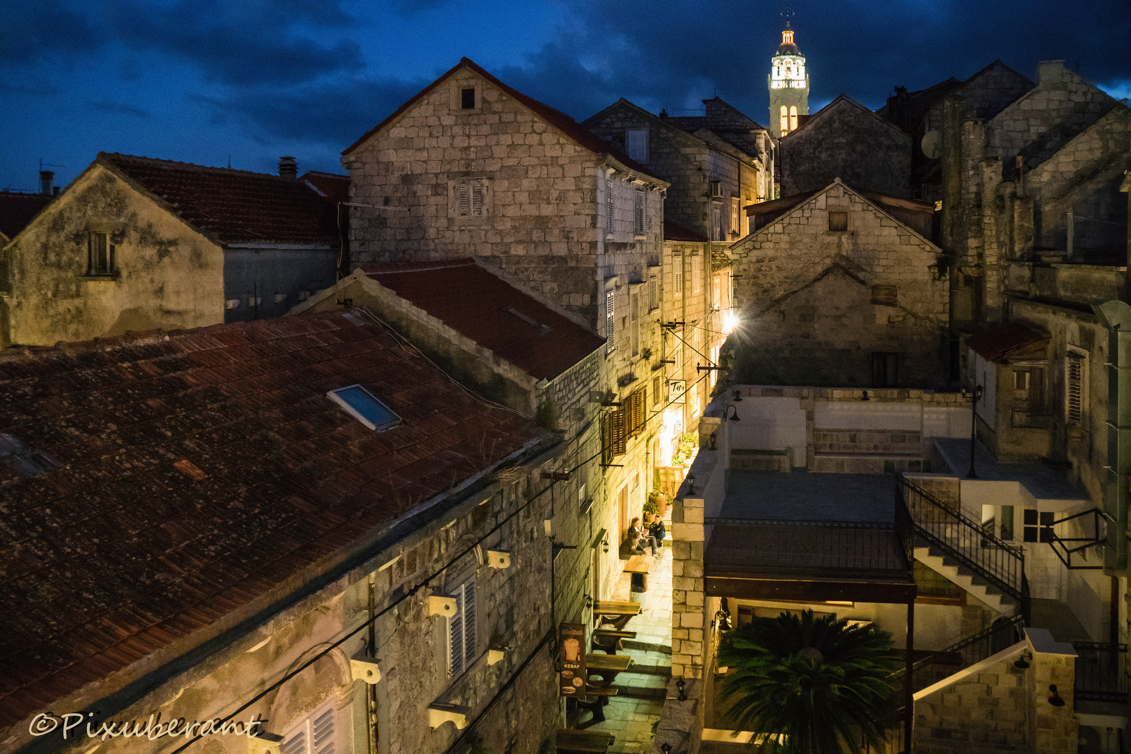 Korcula street at night