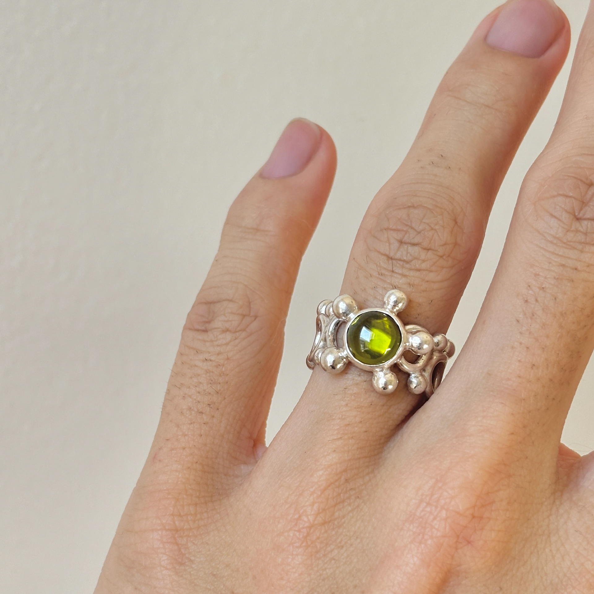 Flower Organism ring. 2024. Sterling silver, cubic zirconia.
