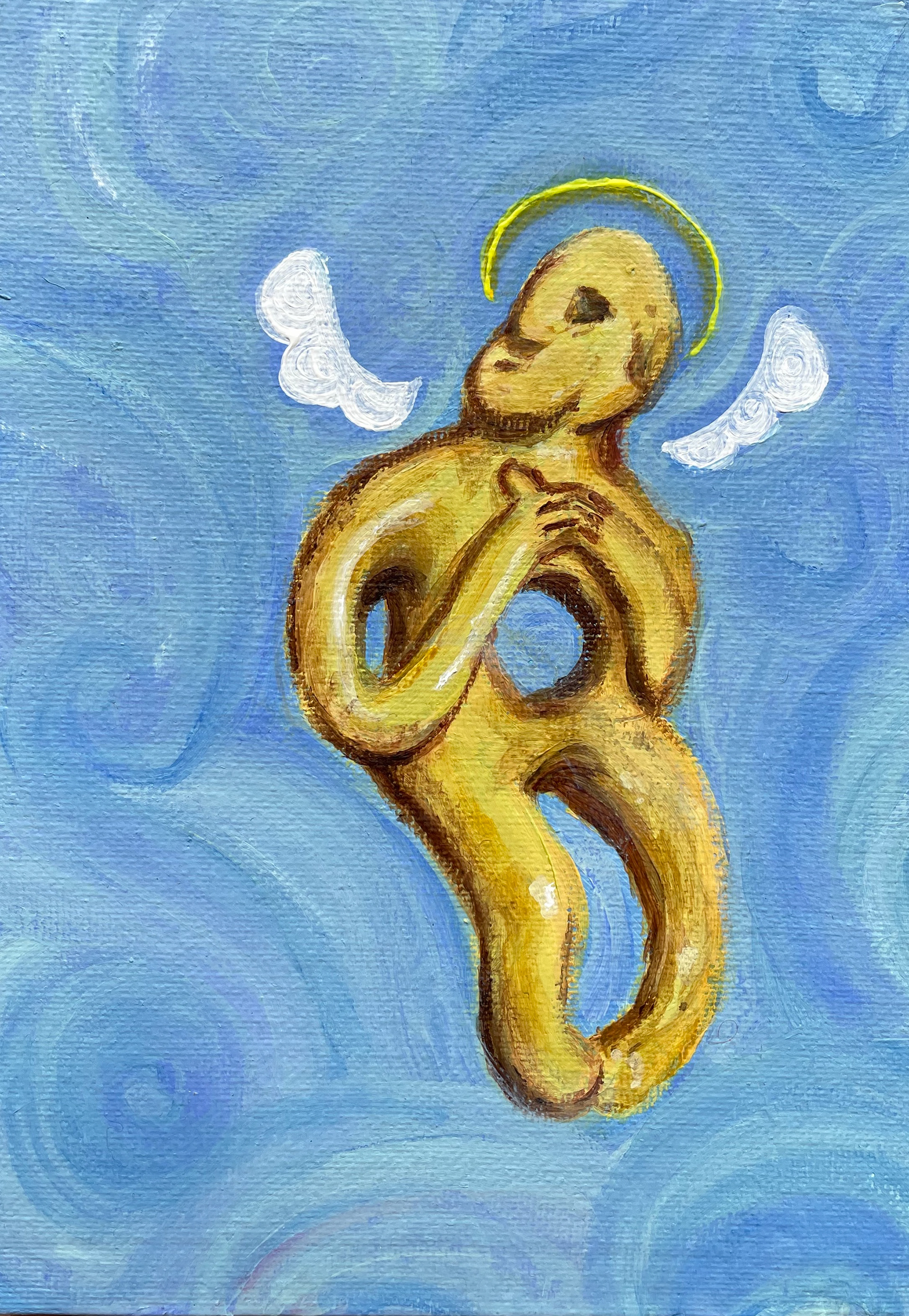 Angelitos Series No. 2: Inuit Bone Pendant, Acrylic on Canvas Board.
