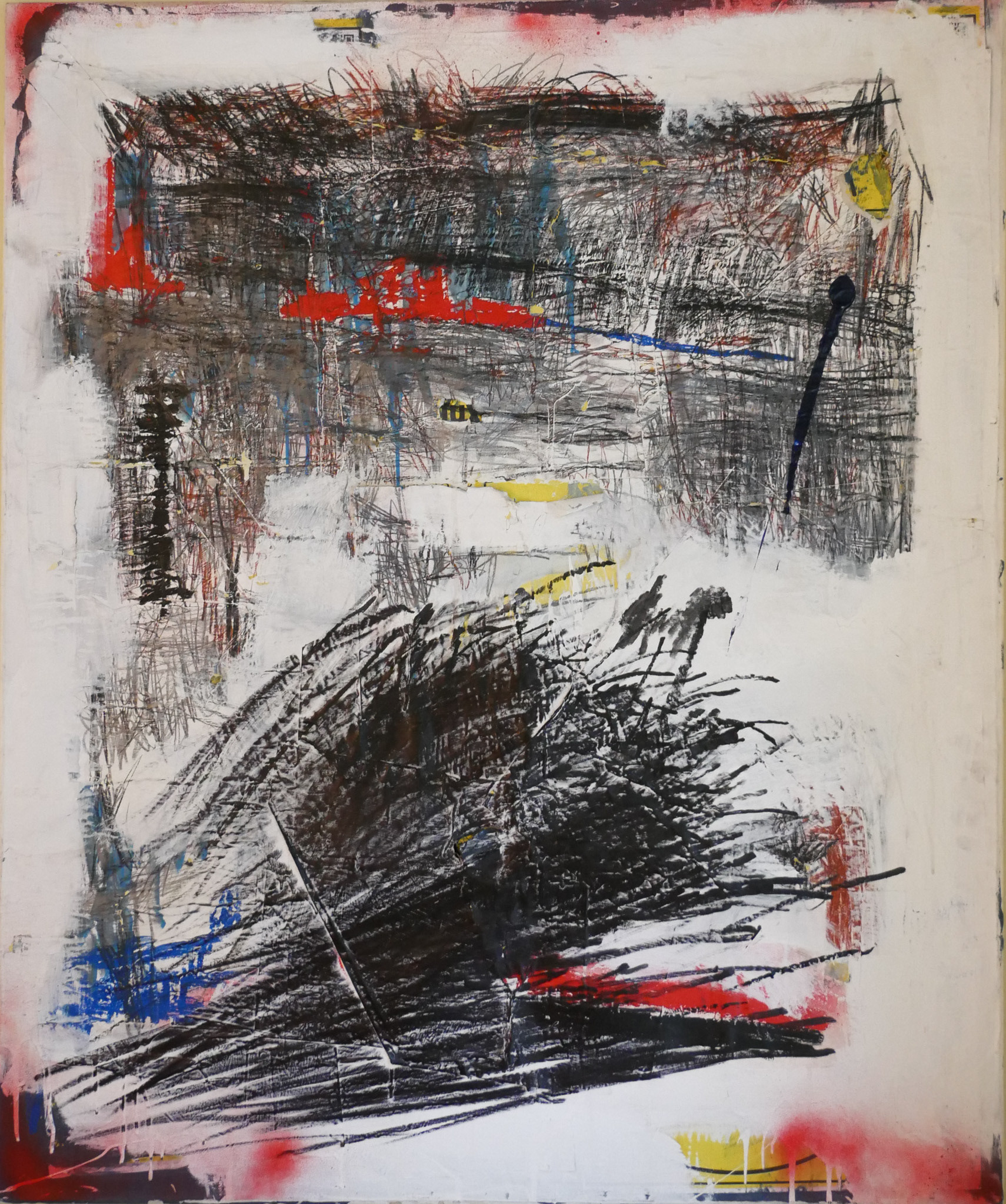 All gas no breaks: 6500 DKK,-. Acrylic, charcoal, spray, marathon on canvas, 100 x 120 cm