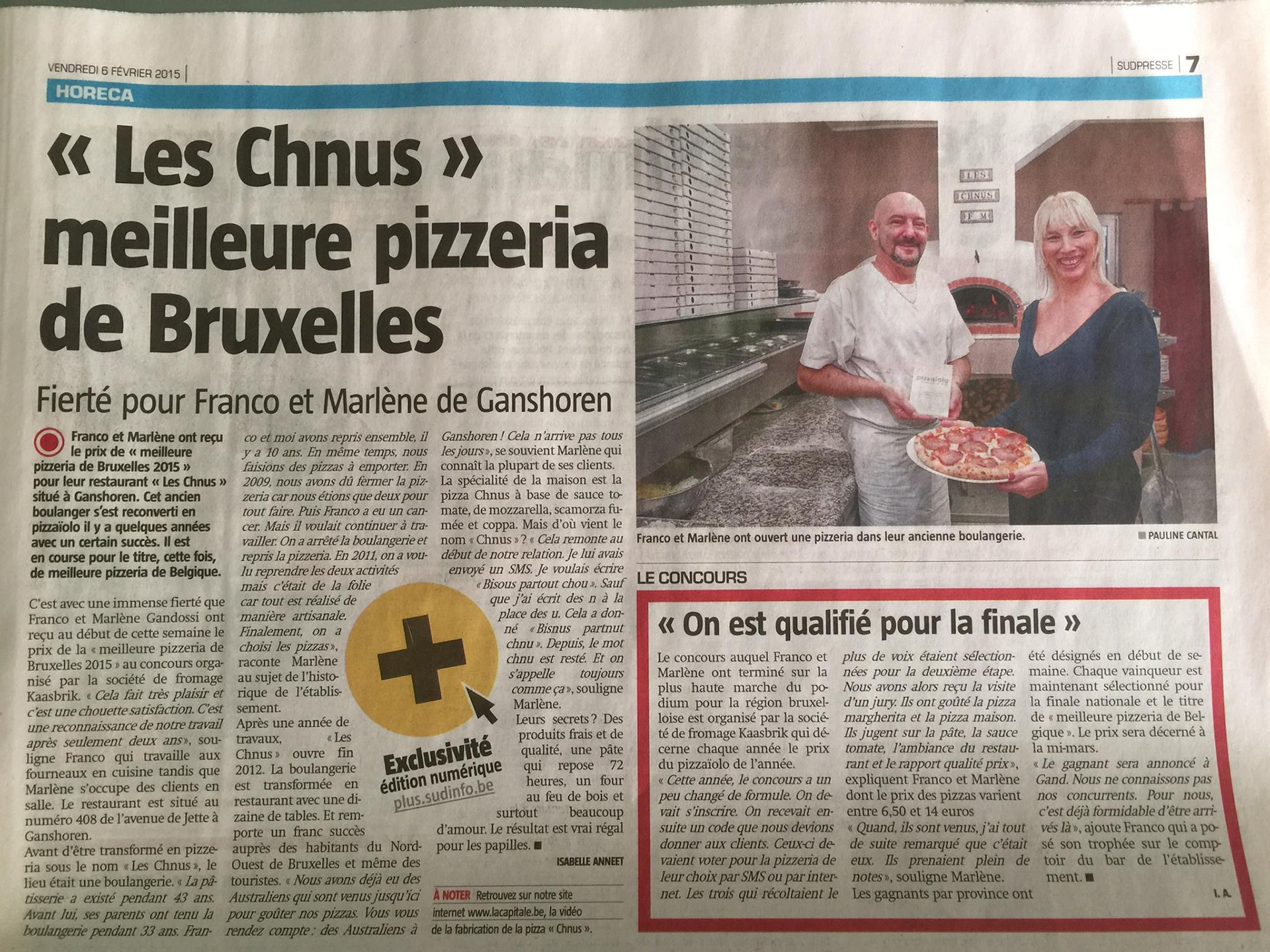 La Pizzeria des Chnus meilleure pizzeria de Bruxelles 2015