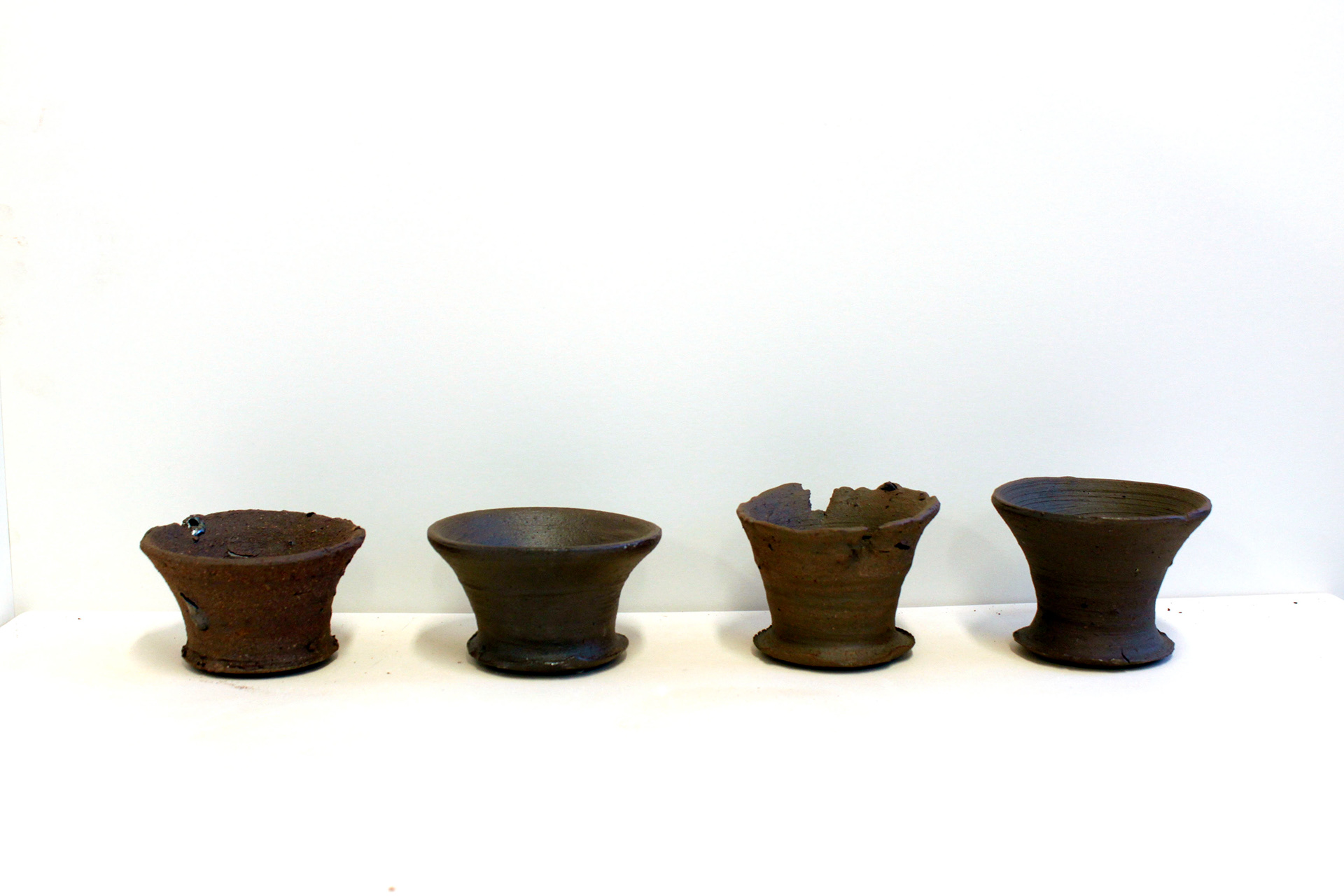 Thrown forms using different clays from different locations
