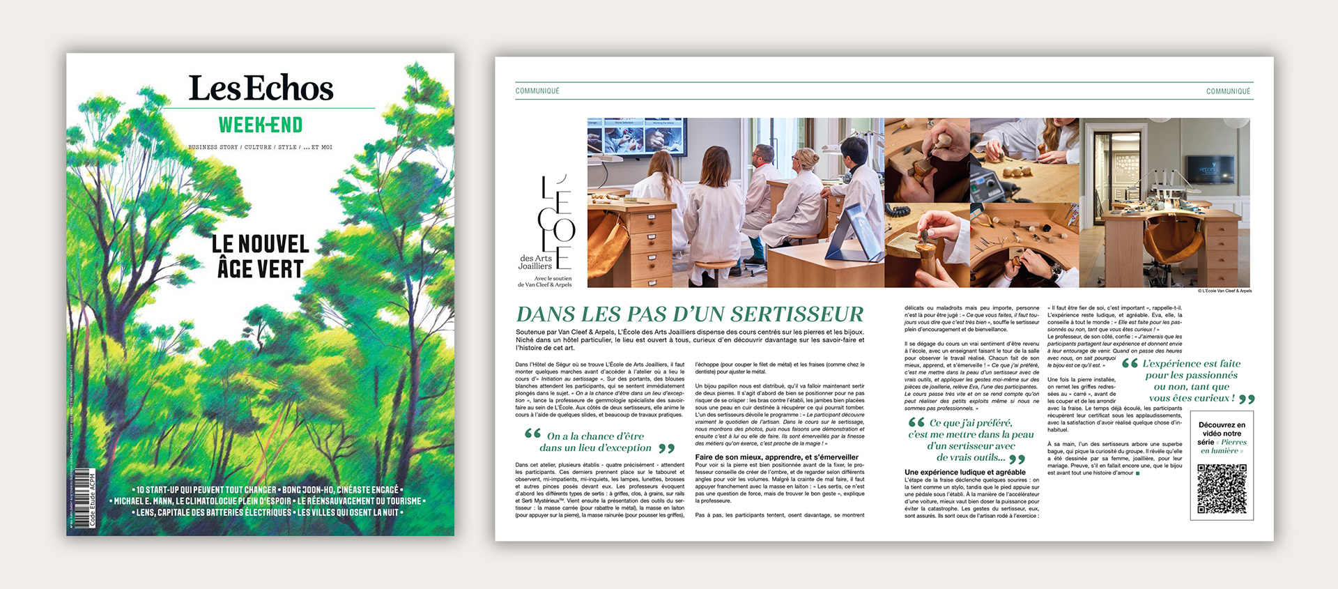Les Echos Week-end : double page L'École des Arts Joailliers